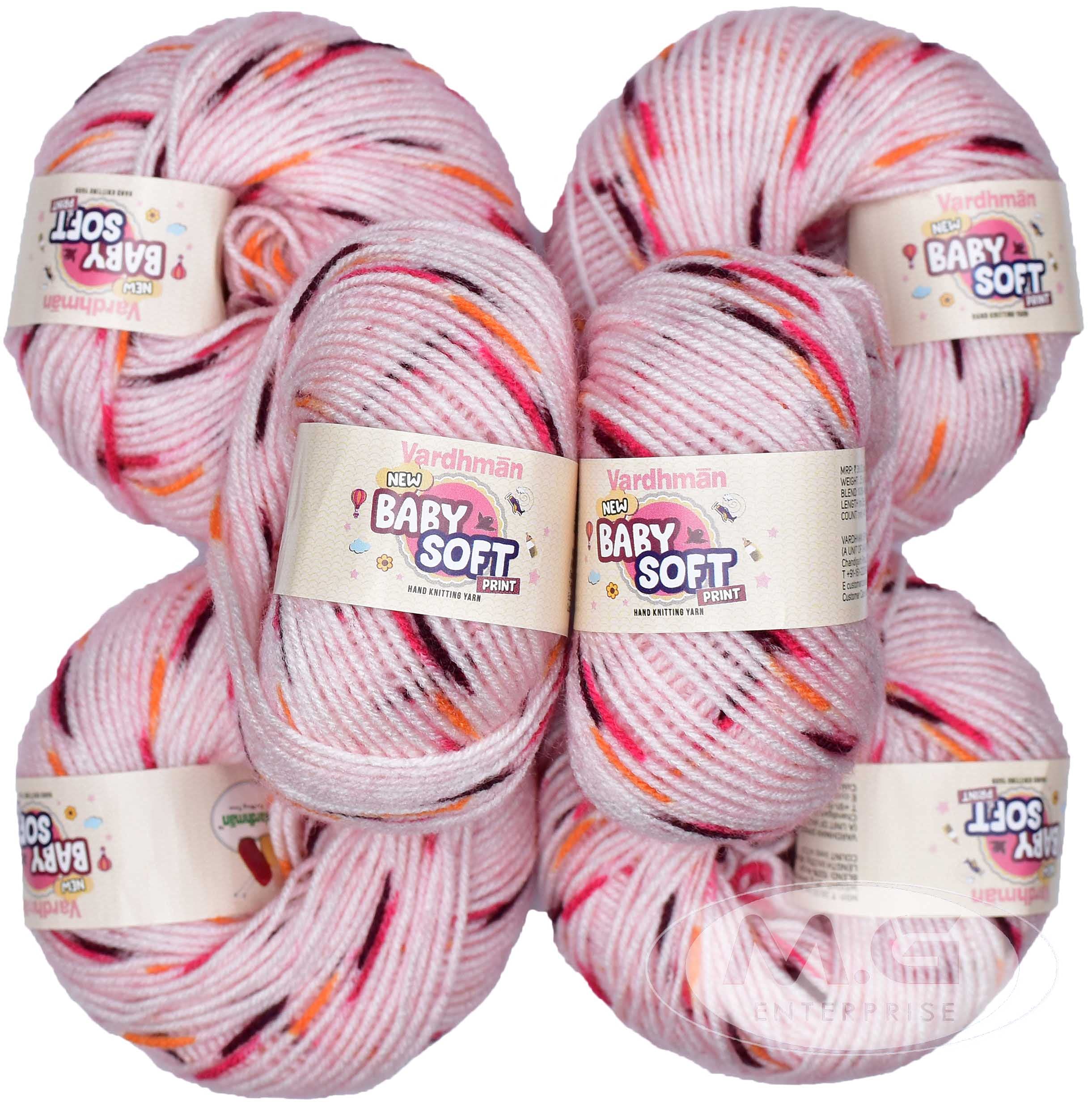 M.G ENTERPRISE 100% Acrylic Wool Multi Pink Grey (Pack of 6) Baby Wool Wool Ball Hand Knitting Wool/Art Craft Soft Fingering Crochet Hook Yarn, Needle Knitting Yarn Thread Dyed … -I