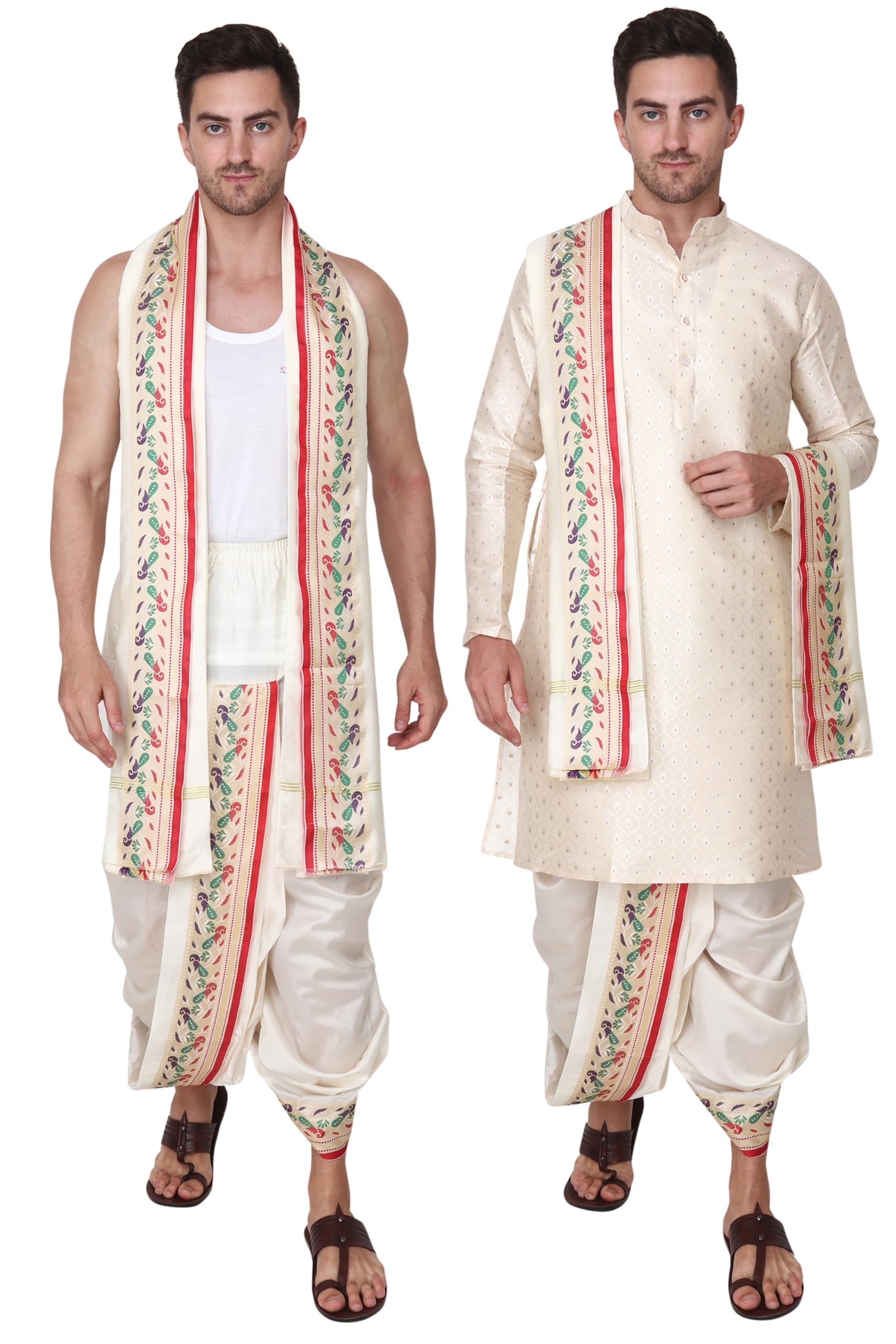 Kurta for Men with Readymade Dhoti with Stole Set-image-17