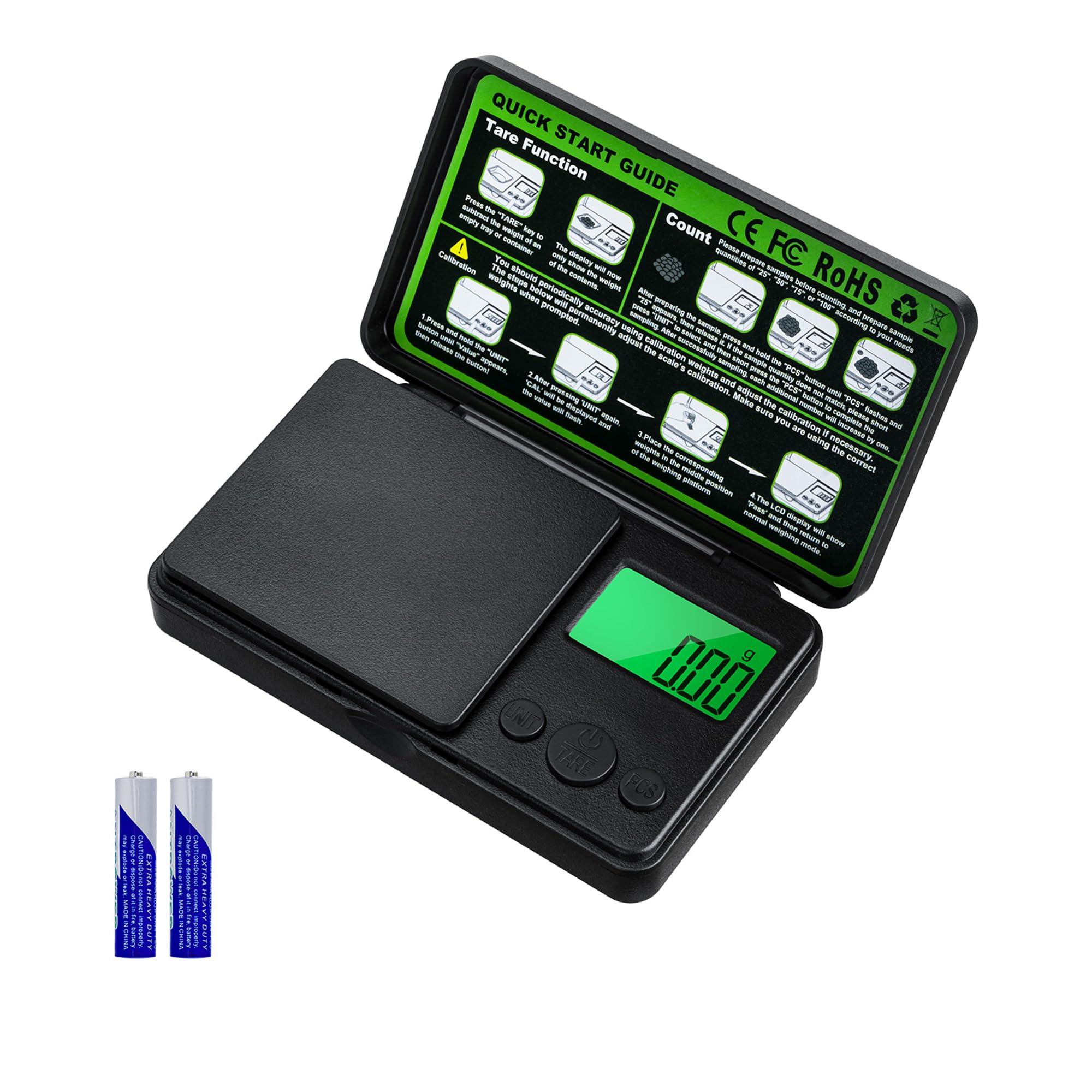 Wigearss 0.01g/500g Pocket Scales, Digital Mini Pocket Scale with LCD Display, Digital Kitchen Scales for food, Weighing Powders, Jewelry, Medicine, High Precision Small Scales with Battery 500G MAX