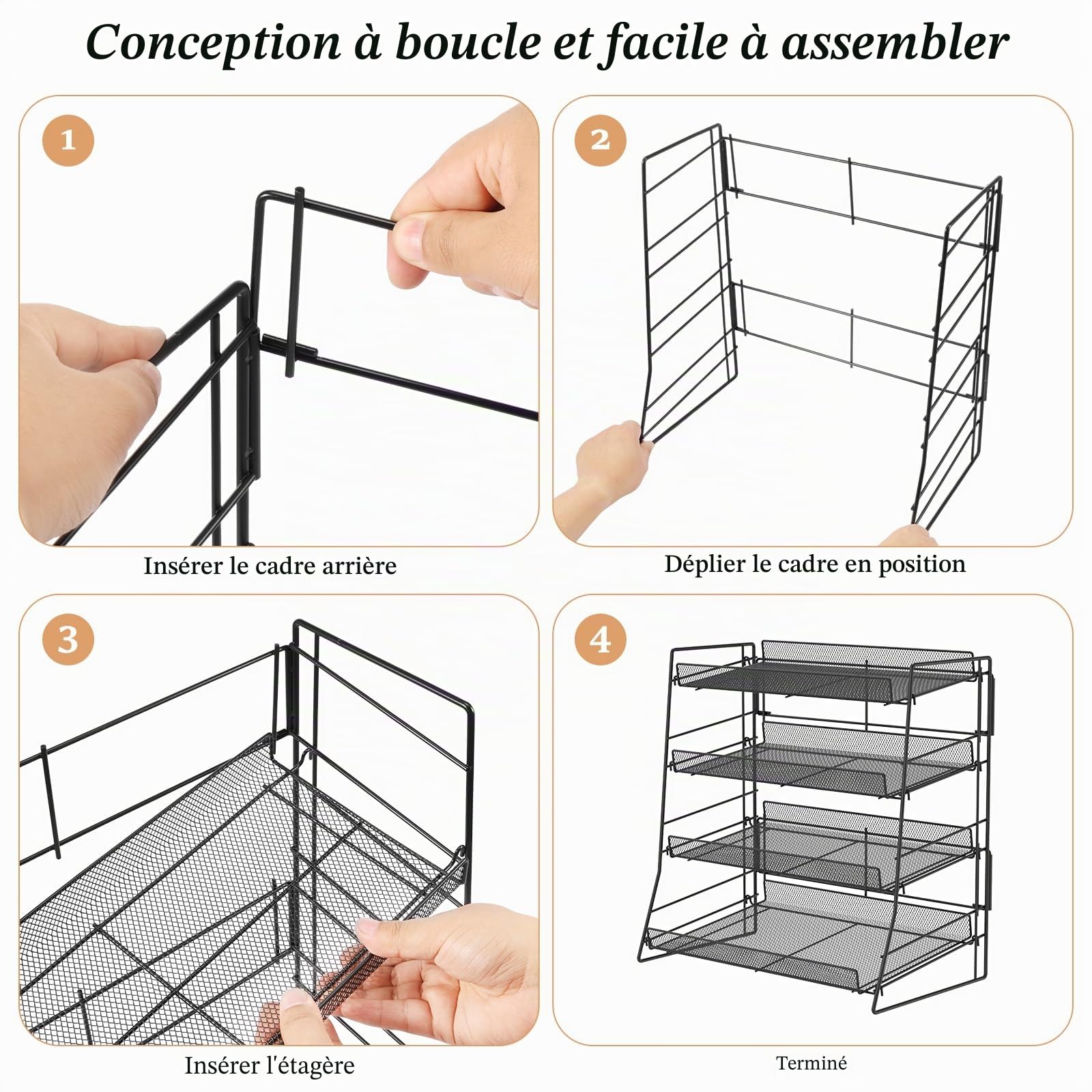 Présentoir à bonbons en métal à 4 niveaux pour plan de travail, 40 × 22 × 41 cm, organisateur de bonbons empilable, étagère de vente au détail pour concession, cuisine, bureau