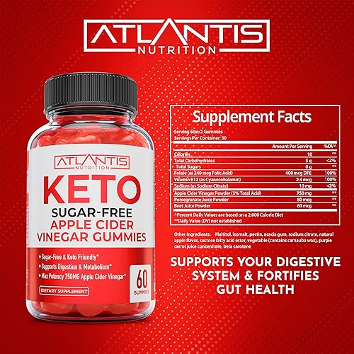 Miniatura 9 de Atlantis Nutrition 60 gomitas de apoyo inmunológico 8 en 1 + 60 gomitas de vinagre de sidra de manzana keto sin azúcar