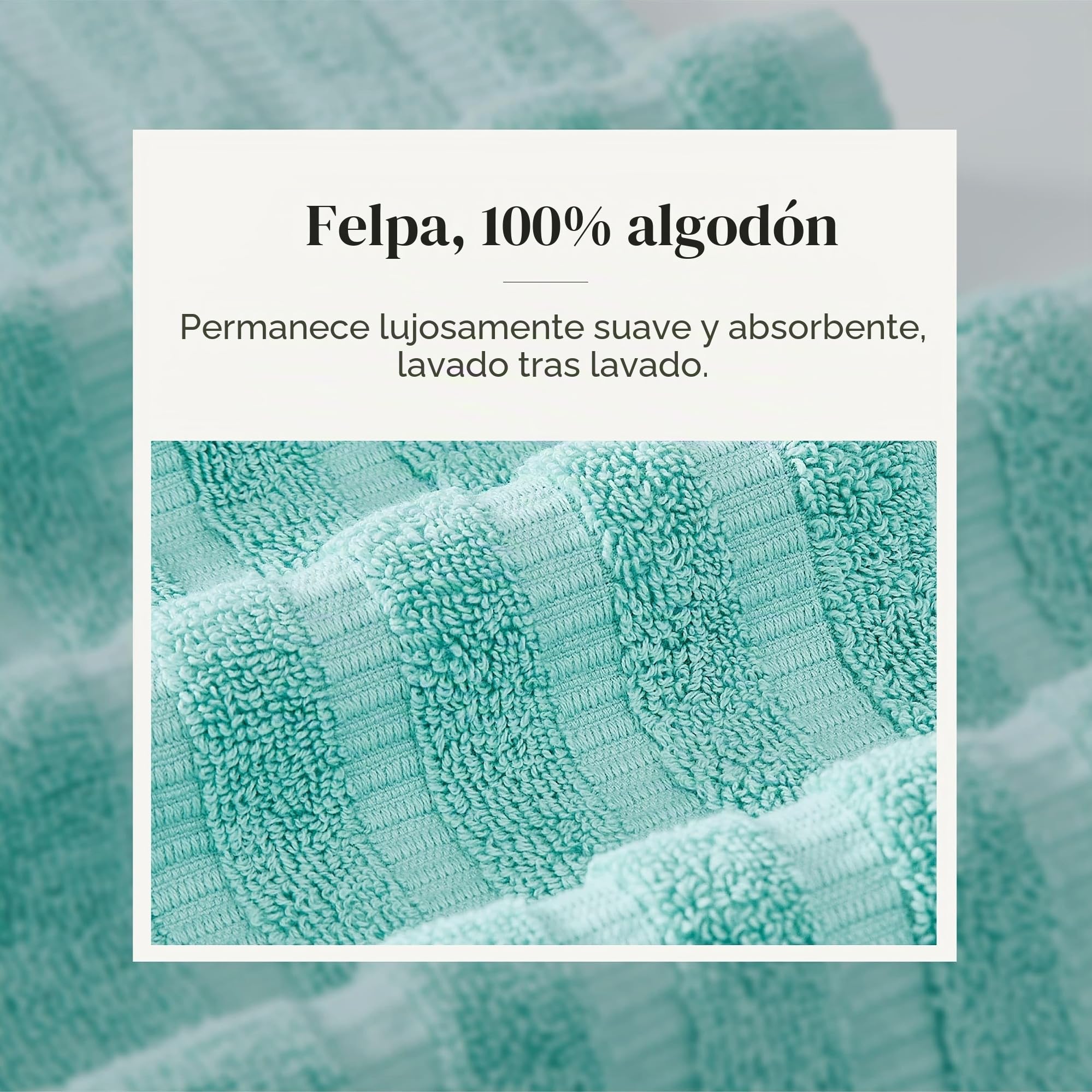 Amrapur Pacific Coast Textiles - 6 Toallas teñidas de Hilo orgánico Color Aguamarina, 6 Piezas