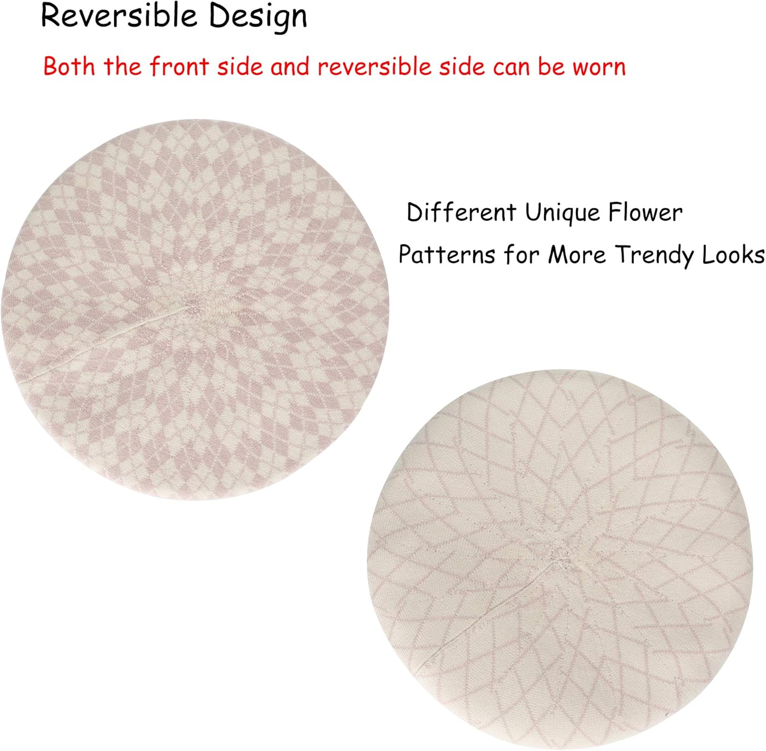 ZLYC Womens French Beret Hat Reversible Knitted Thickened Warm Cap for Ladies Girls - Image 5