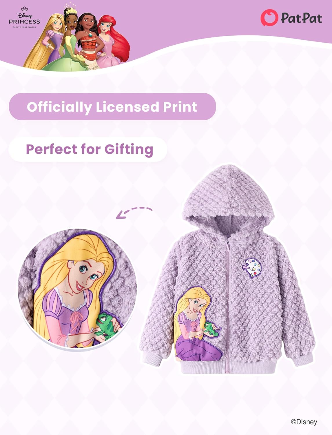 Disney Stitch Minnie Frozen Princess Girls/Boys Fleece Jacket Zipper Sherpa Fuzzy Hoodie Warm Winter Coat Outwear 2-13 Years - Image 3