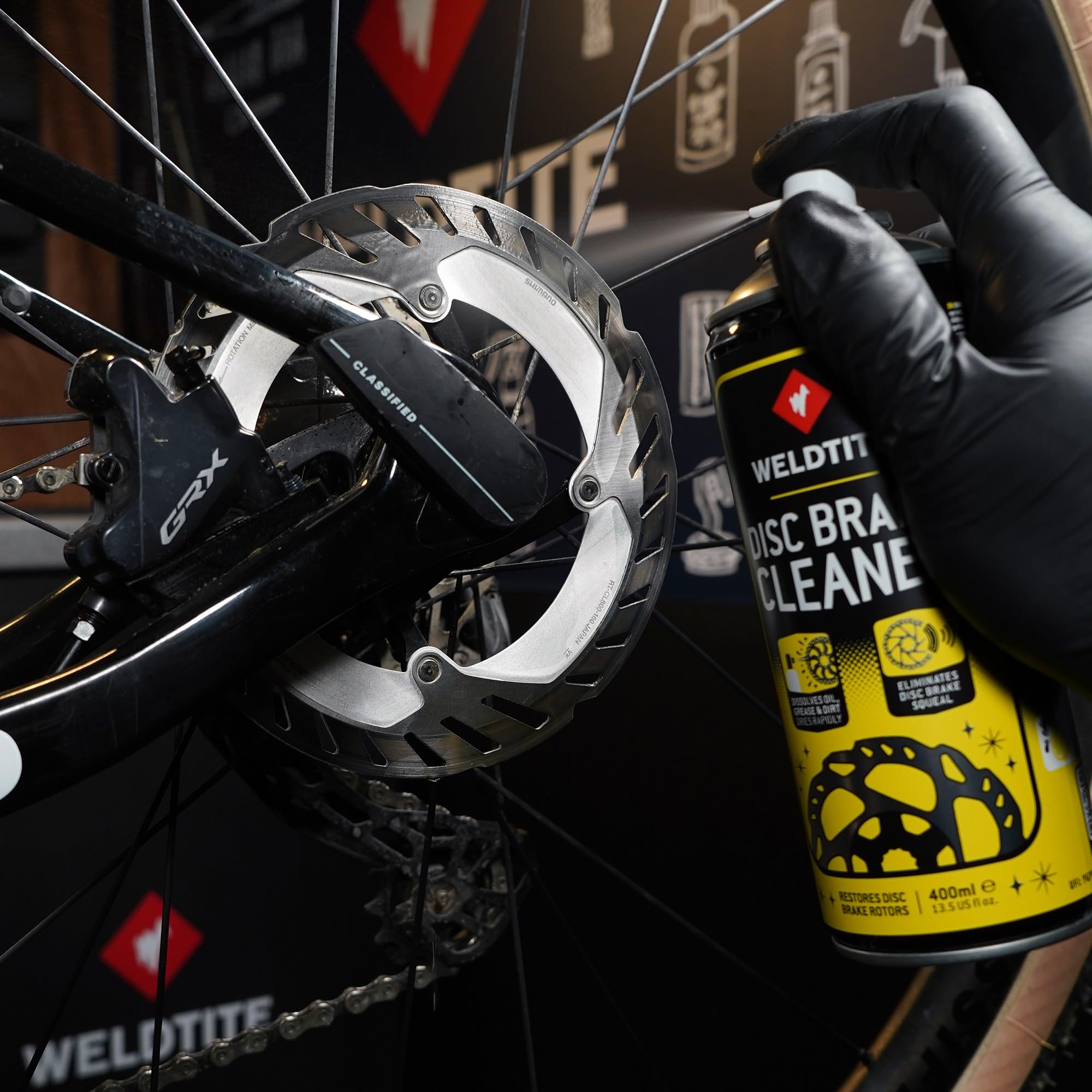 WELDTITE Nettoyant en aérosol pour freins à disque pour vélo, formule non corrosive et à séchage rapide, 400 ml