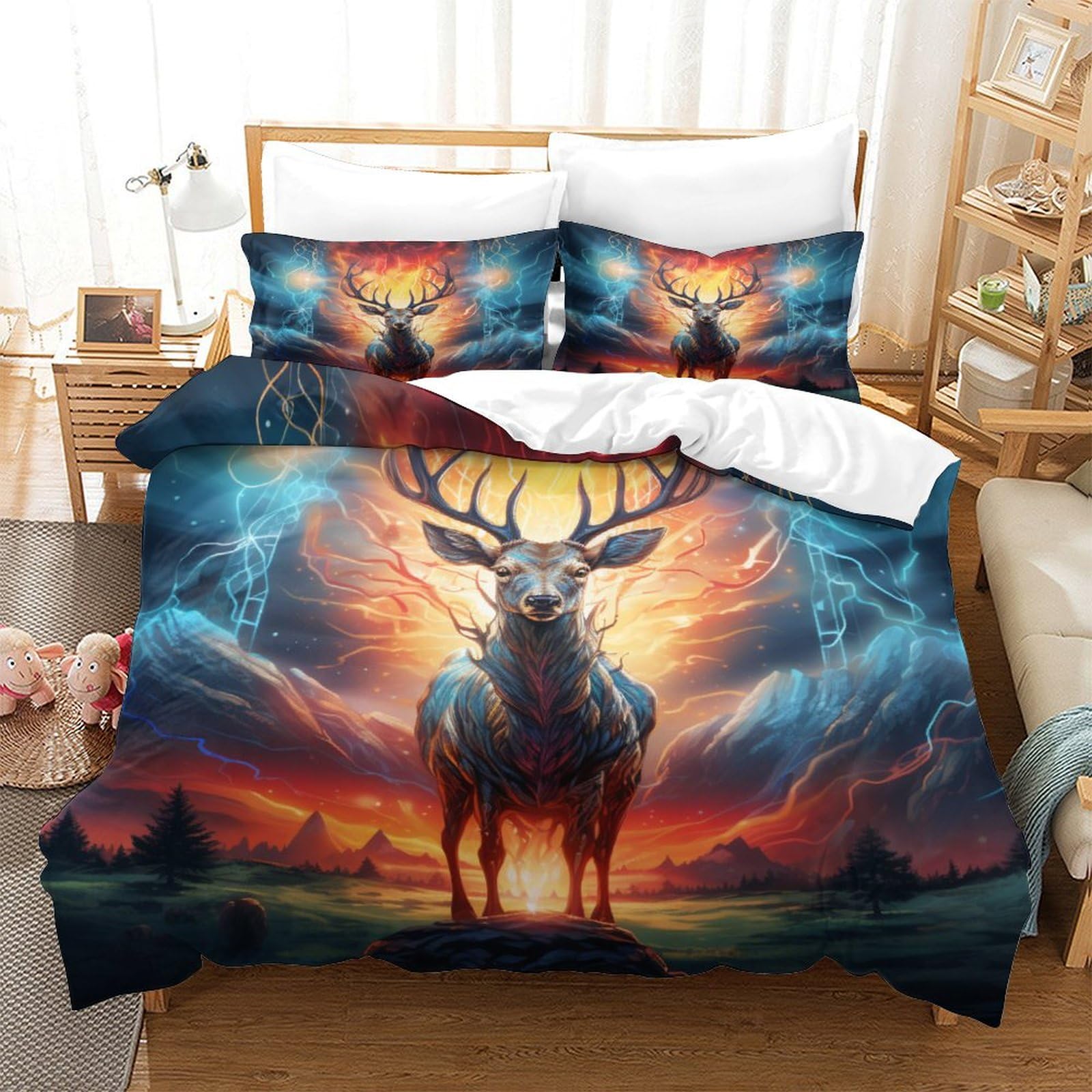 Stampato in 3D Pronipote tibetano Copertina Stampata Microfibra Disegnata Biancheria Da Letto Cura Facile Set 3 Pezzi,King（220x240cm）, Per Adolescenti E Adulti