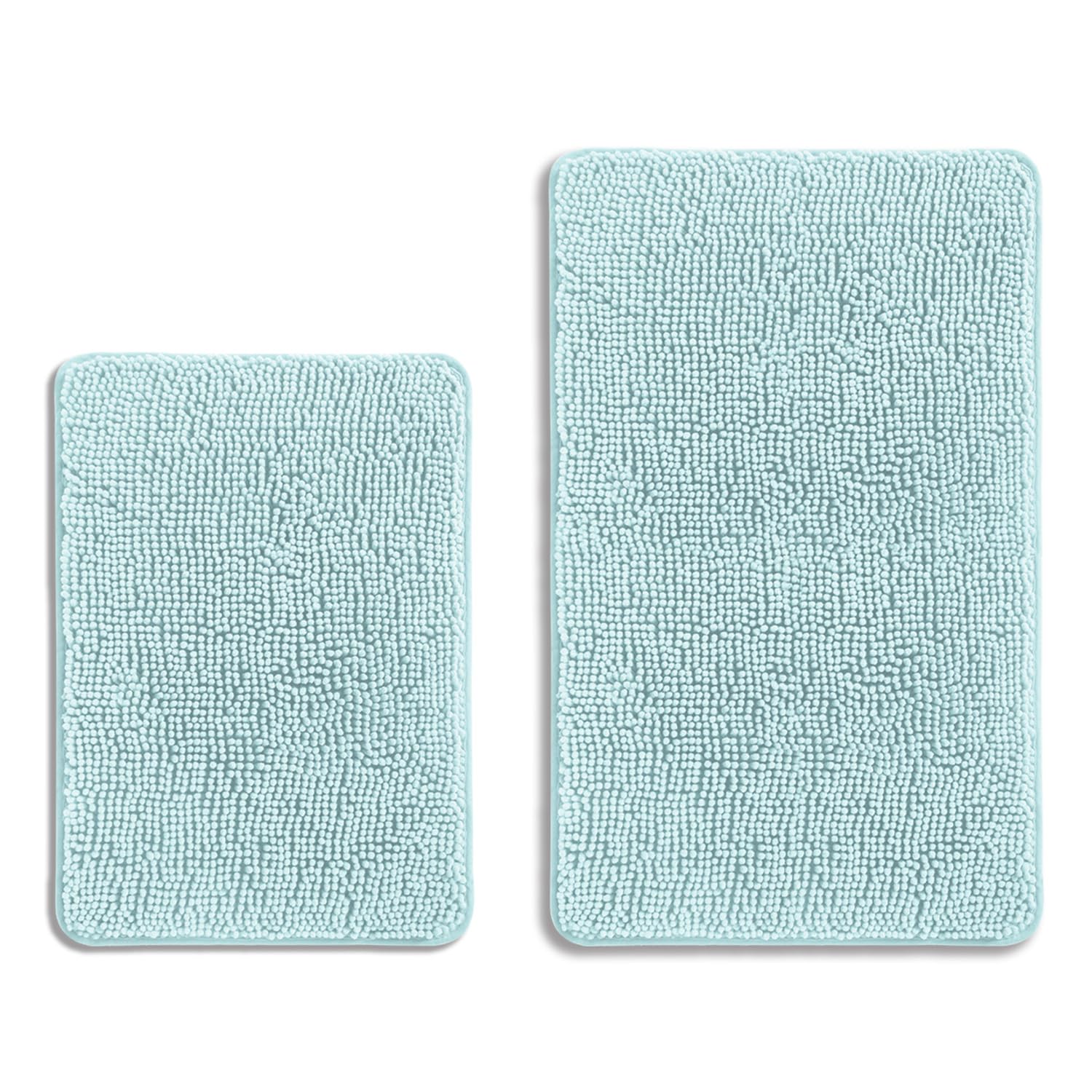 PureSwan Aqua Bathroom Rugs Sets 2 Piece – Absorbent and Washable Bath Mat, Non-Slip, Thick Soft Chenille Bath Rugs for Bathroom Floor, Shower, Sink - 17" x 24"+20" x 32" — image 1