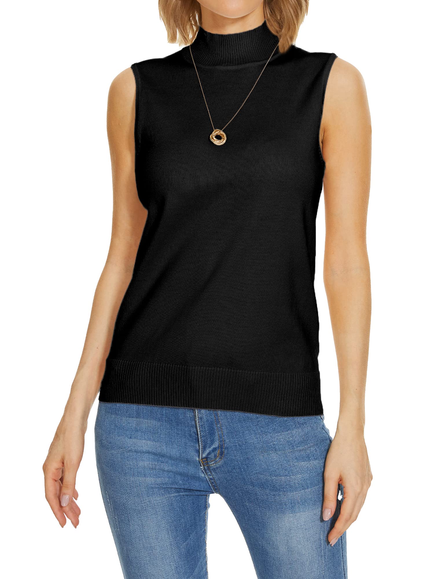 Mock Turtleneck Sweater Dressy Turtleneck Tops INKOFFSleeveless