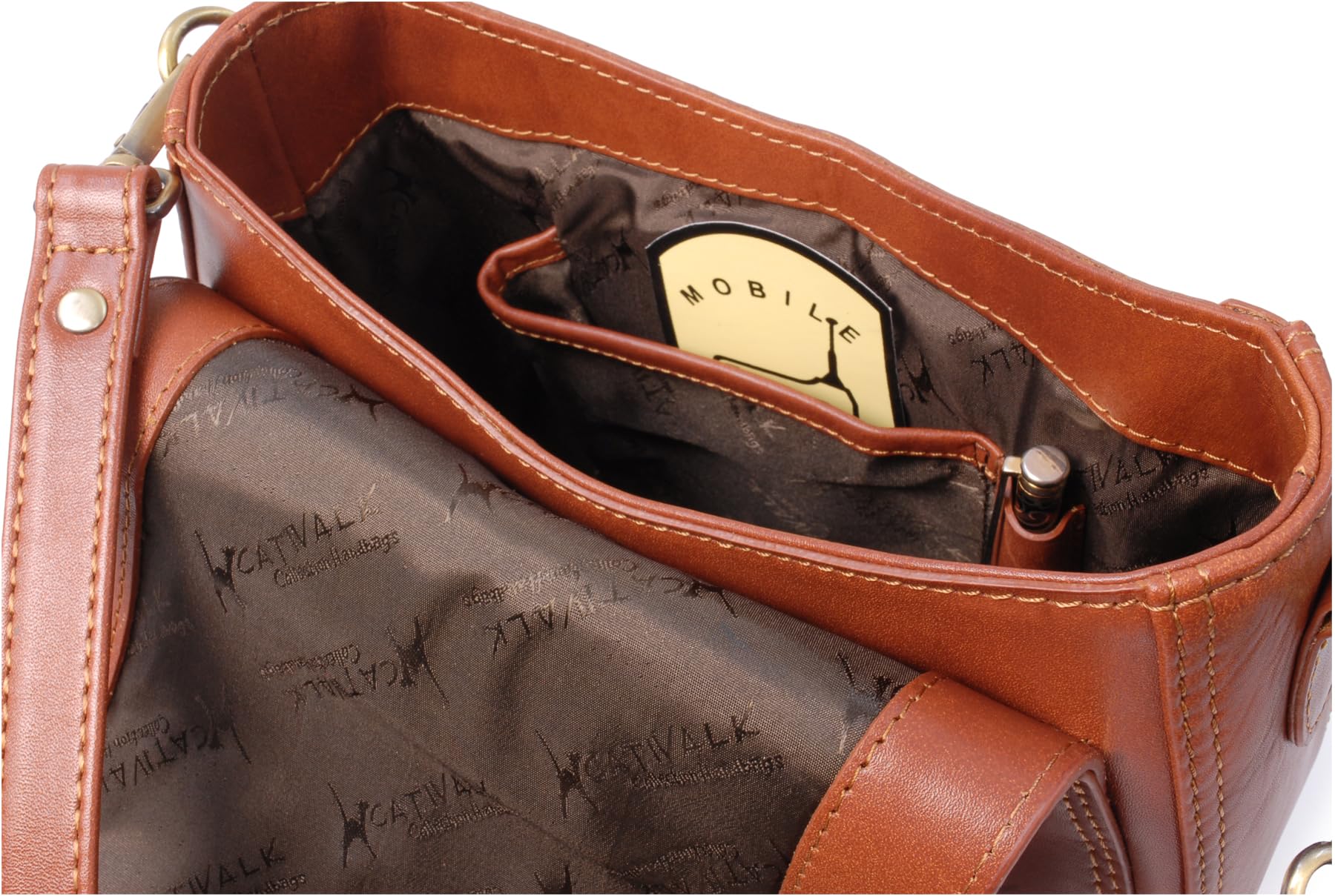 Catwalk Collection Handbags - Borsa a Sella in Pelle - Borsa a Tracolla da Donna - Media - Tracolla Regolabile - Isabella