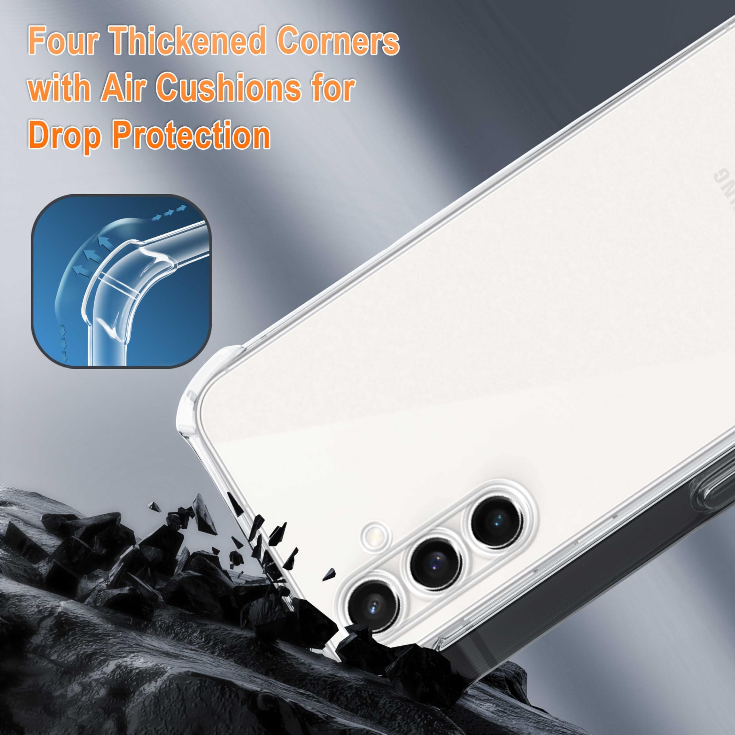 XTCASE Etui ze smyczką na telefon komórkowy Samsung Galaxy A35 5G z paskiem, przezroczyste, silikonowe etui na telefon komórkowy do Samsung Galaxy A35 5G, z łańcuszkiem, odporne na uderzenia etui