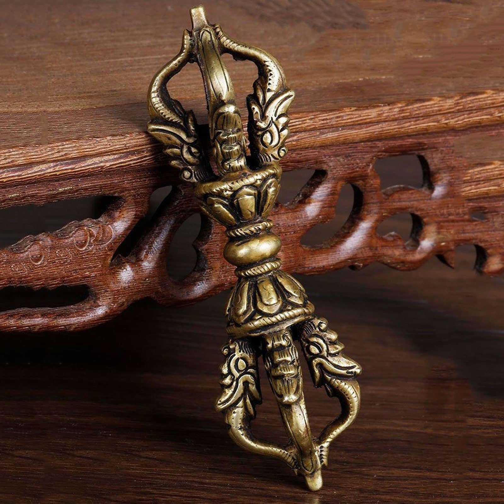 Campana Tibetana da Meditazione Artigianale con Vajra Dorje, Set in Rame Puro con Suono Armonioso, per Yoga, Mindfulness, Decorazione Spirituale E Pratica Tradizionale