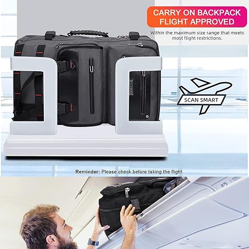 Miniatura 8 de WITZMAN Mochila de viaje de mano para hombre, bolsas de lona para laptop de 17 pulgadas, aprobada por aerolíneas, mochila para laptop, Gris