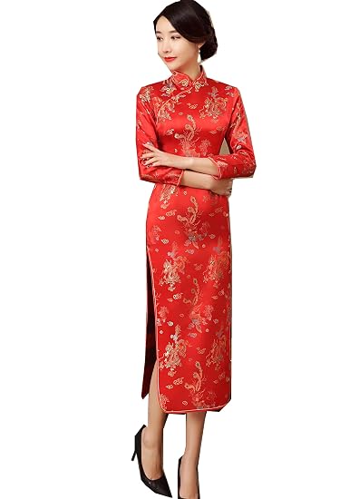 Dragon Qipao Red Chinese Oriental Dress 