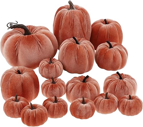 Surtido de mini calabazas de tela artificial de terciopelo para decoración de fiesta de otoño, decoración de fiesta de otoño, centros de mesa de