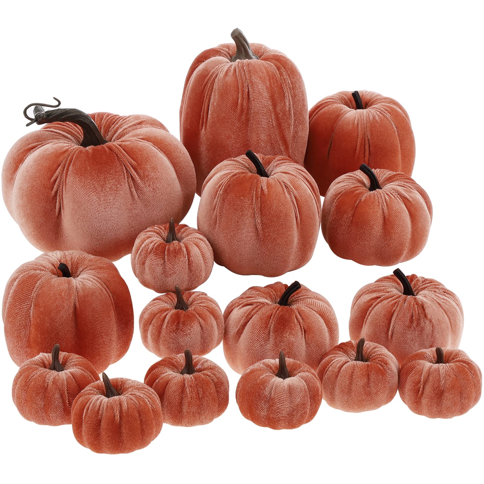 Artificial Velvet Fall Pumpkin Fake Fabric Pumpkin Decor 16Pcs