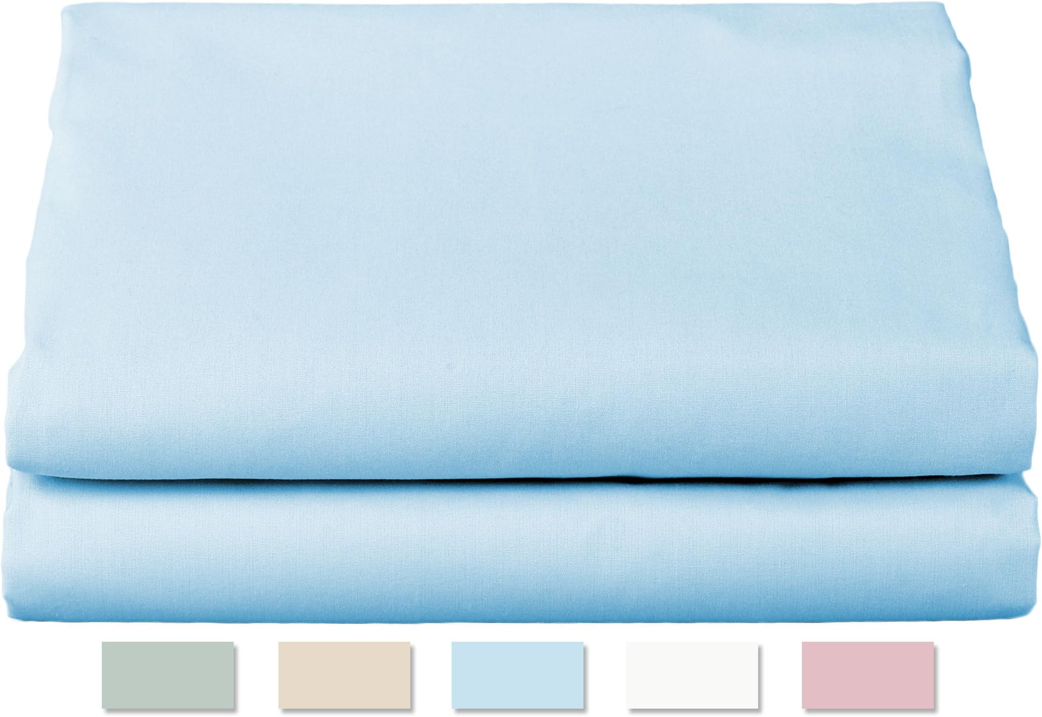 Thomaston Mills: Percale Sheet Set, Wrinkle Resistant, American Made, Durable, Crisp Fabric, Full Size Light Blue