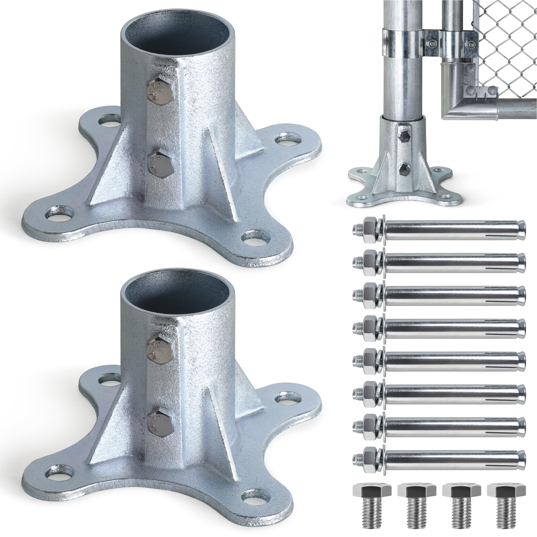 Photo 1 of DOOTOO Chain Link Fence Post Flange - 2 1/2" Galvanized Steel (2-Pack)