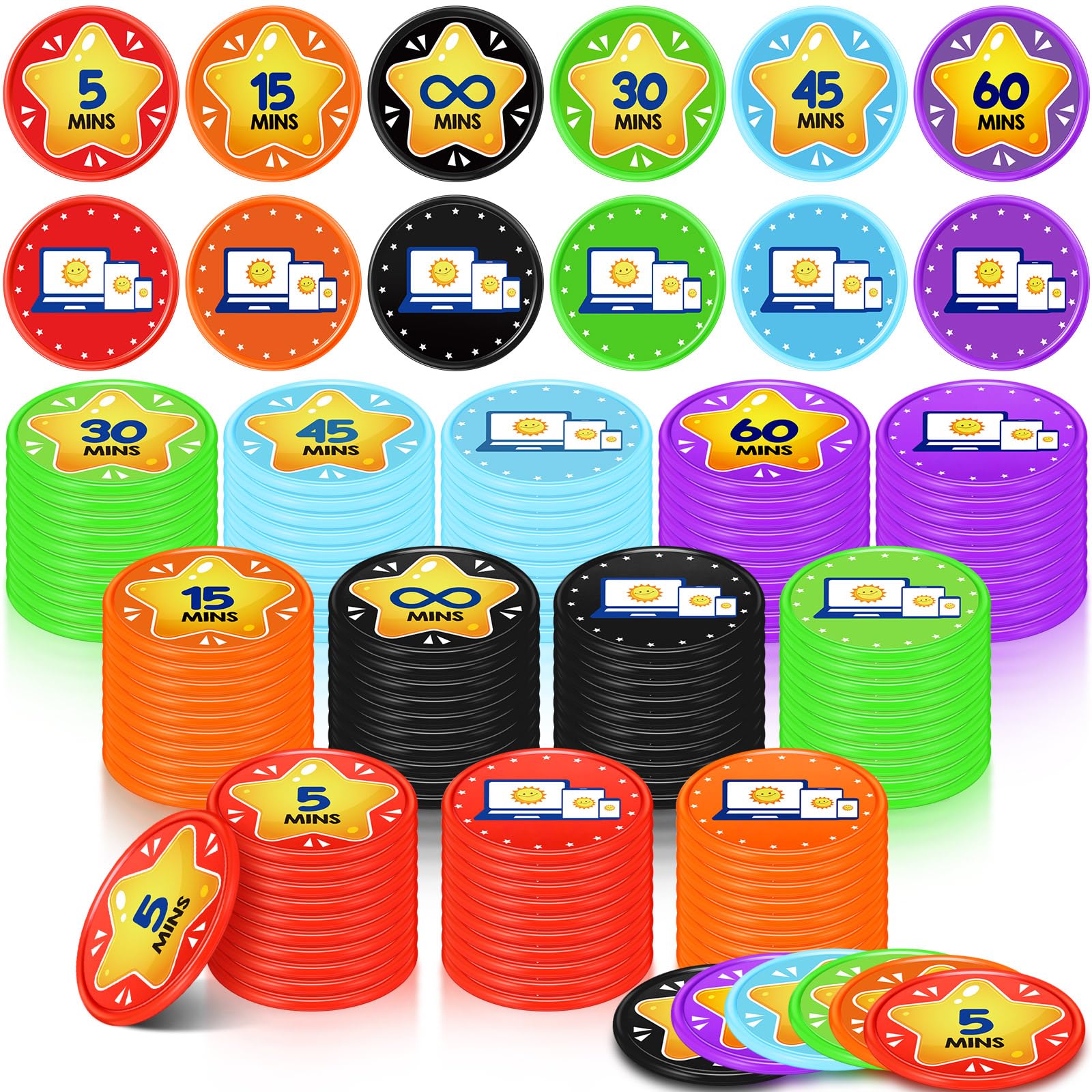 Eersida 120 PCS Screen Time Tokens for Behavior Clip to Rewards, Behavior Management Tool, Positive Reinforcement, Reward Incentives and Teacher Handout Rewards(Round)