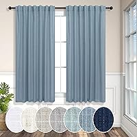 Vista 77 de Cortinas de lino natural semitraslúcidas Pitalk de 36 pulgadas de ancho para sala de estar, juego de 2 paneles con pestaña trasera, cortinas