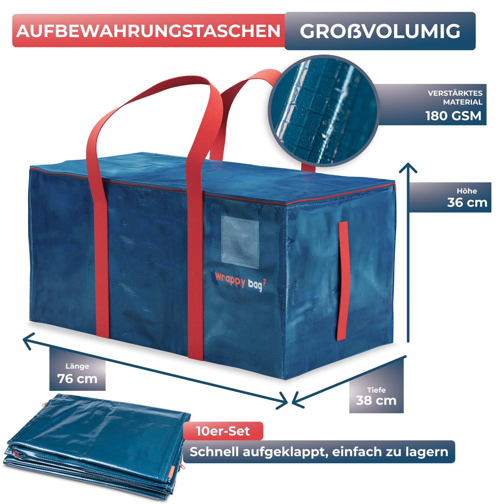 Wrappybag umzugstaschen xxl stabil - Robust, Dick und Wasserabweisend