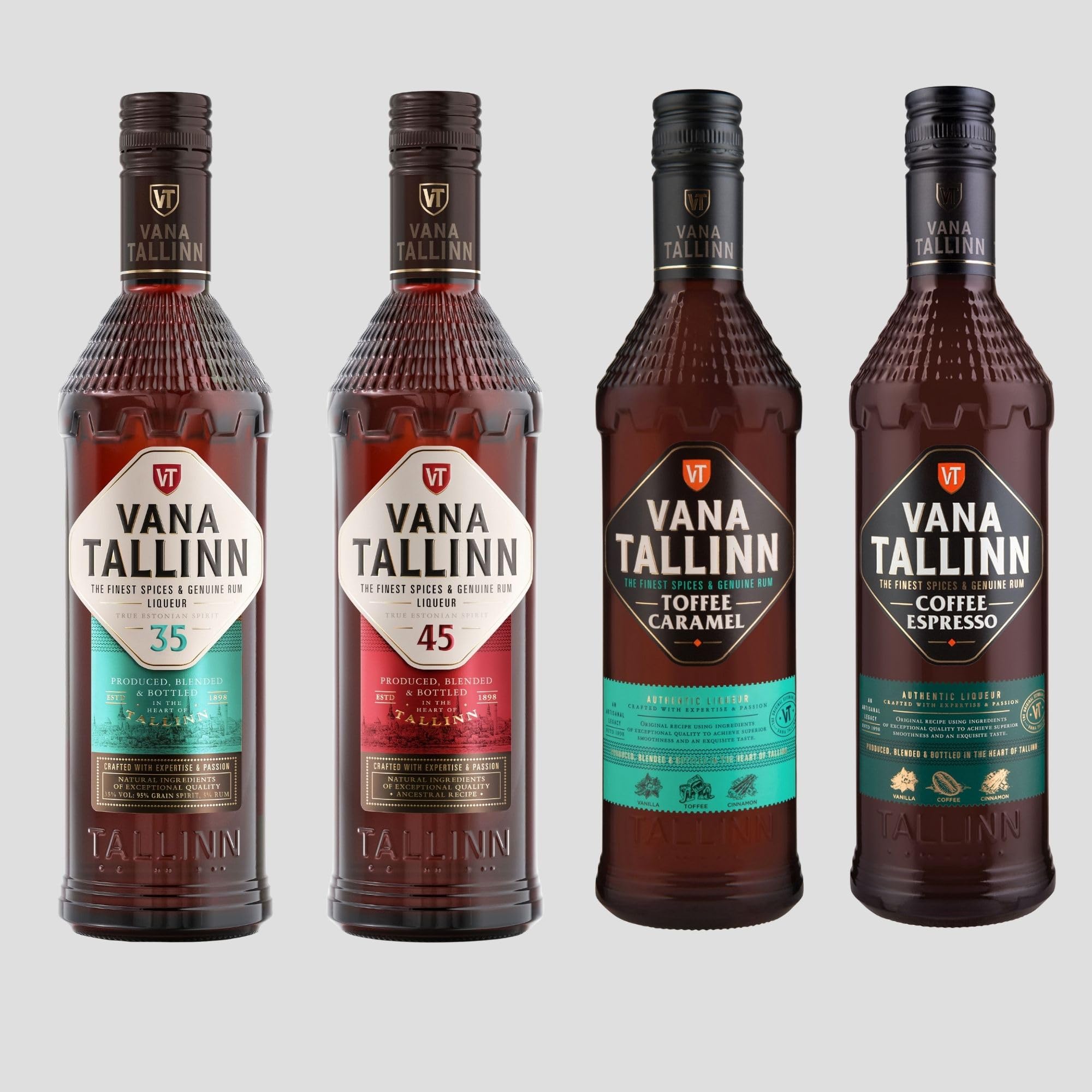 Vana Tallinn Set 4 Flaschen á 500 ML (Toffee Caramel, Coffee Espresso, Original 35%, 45%)