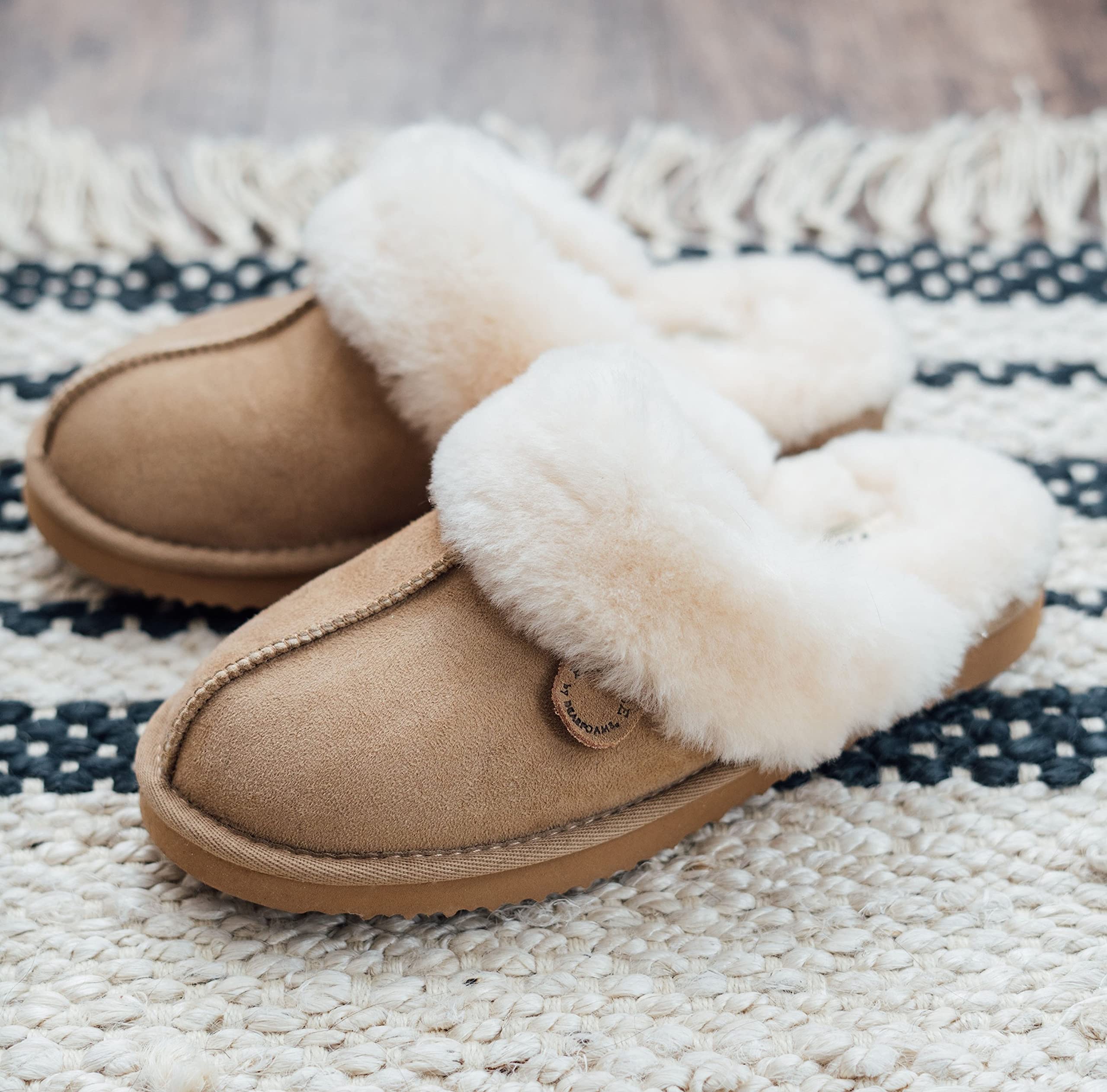 FIRESIDE BY DEARFOAMS Fireside Sydney Shearling Fur Indoor/Outdoor Scuff Slipper With Wide Widths PantofoleDonna