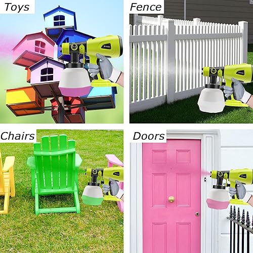 Miniatura 6 de Pulverizador de pintura inalámbrico compatible con batería Ryobi de 18 V (sin batería), HVLP pulverizadores de pintura eléctricos de mano con