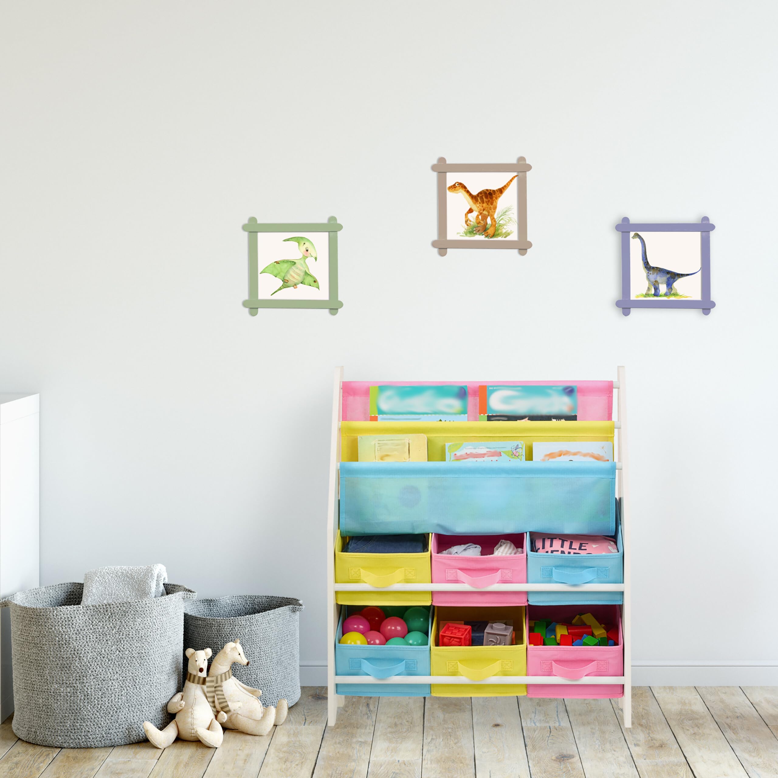 Portagiochi Per Bambini Con Motivo Marino - 6 Box E 2 Scomparti In Tessuto - Foto 3