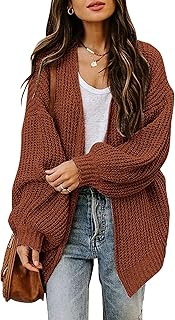 vbcdwa Womens Chunky Long Sleeve Sweaters Casual Open Front Knitwear Oversized Knit Cardigan