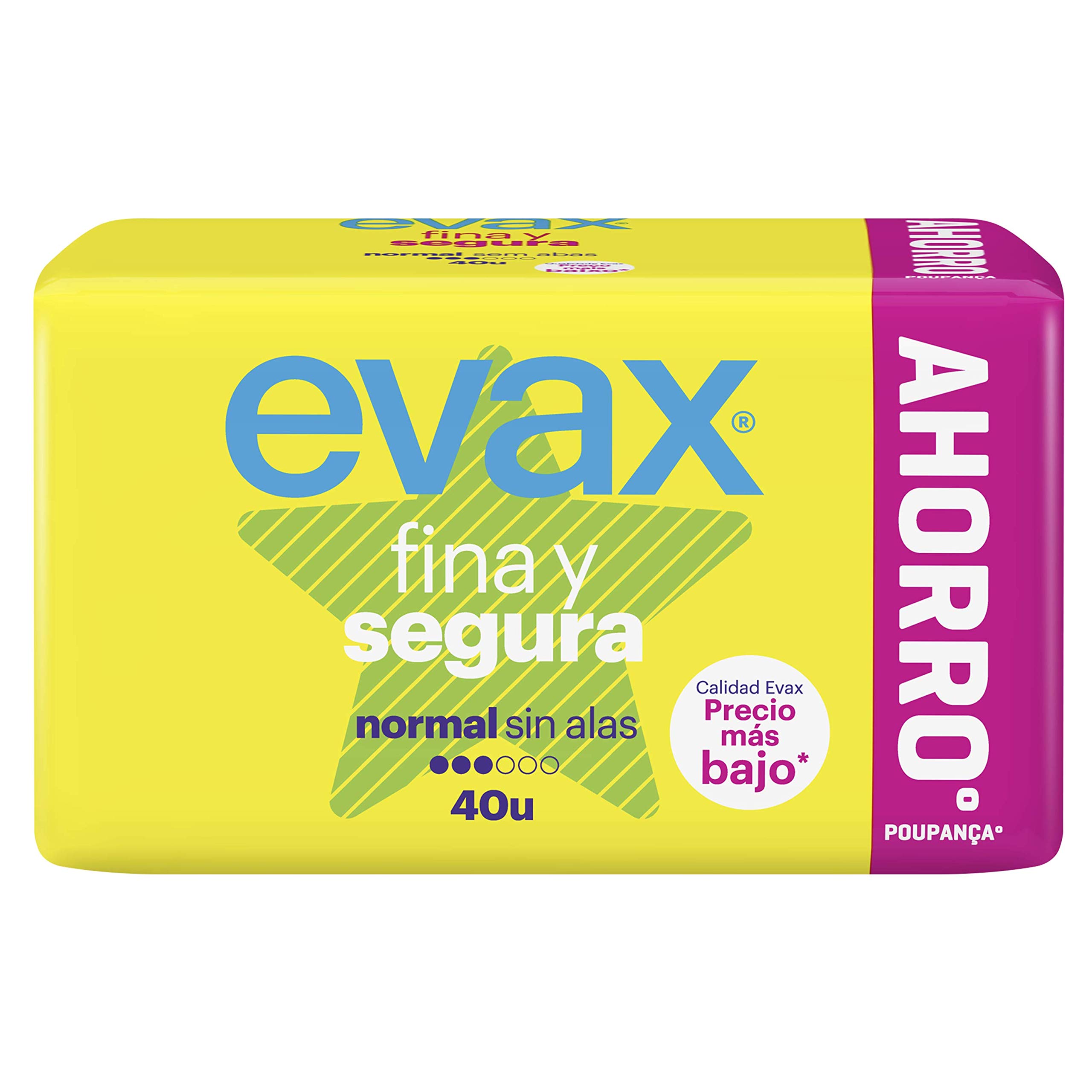 Evax Fine and Safe Pads Without Wings, Normal, 40 Units, Up to 0% Odor