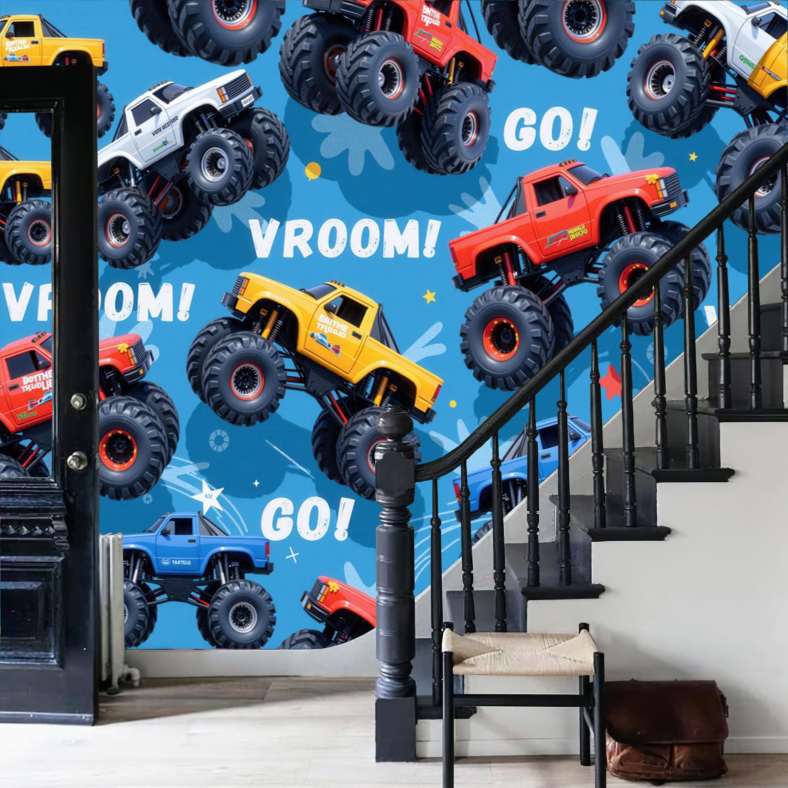 Vlies Fototapete Amerikanischer Cartoon-Industriestil Autos und 250x175cm,Fototapeten,Tapeten,für Wohnzimmer Schlafzimmer,Vliestapete Wandtapete Tapete 3D Effekt,Tapetenkleister erforderlich