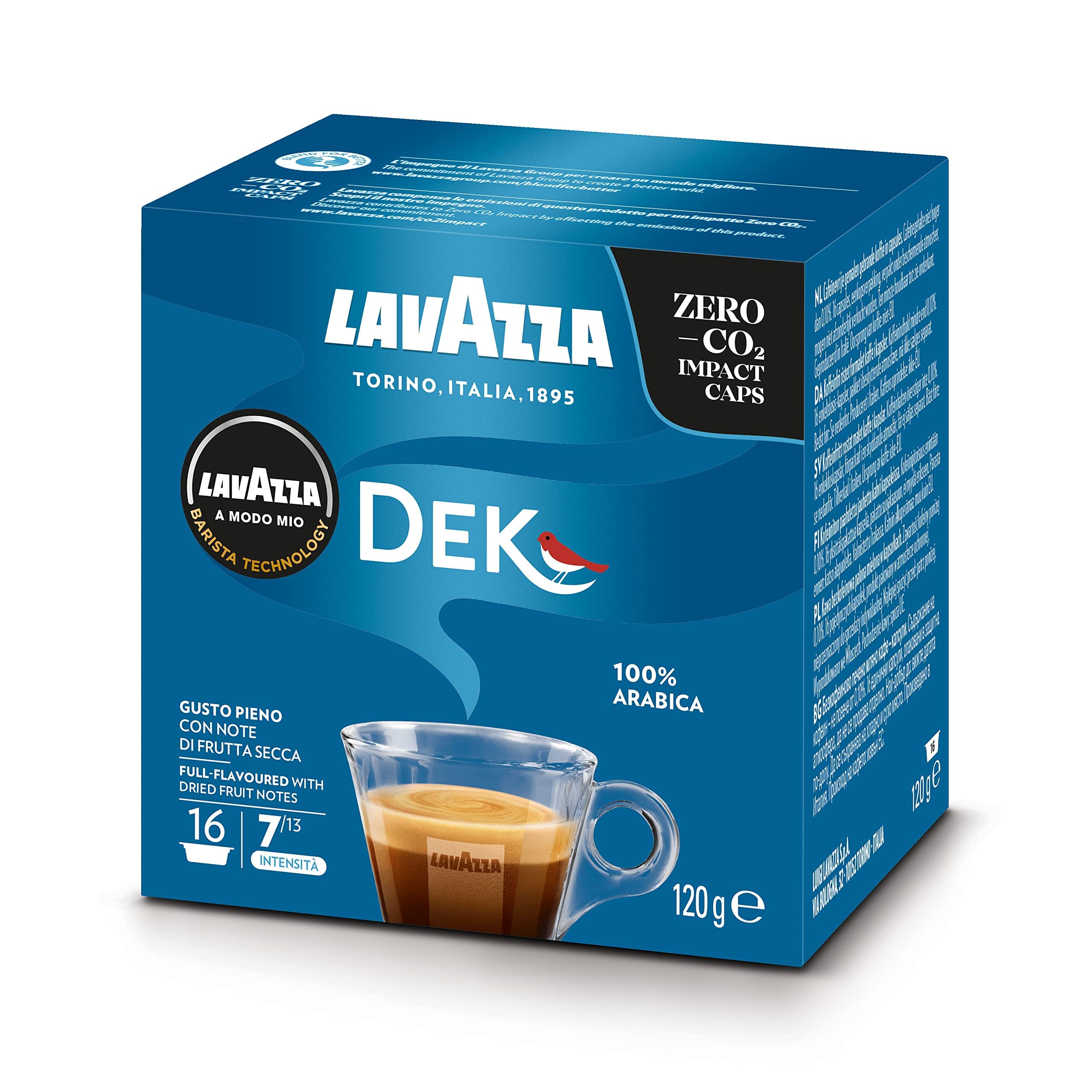 128 cápsulas de café para Lavazza a Modo Mio Dek Cremoso Ex Cremosamente Dek Originales