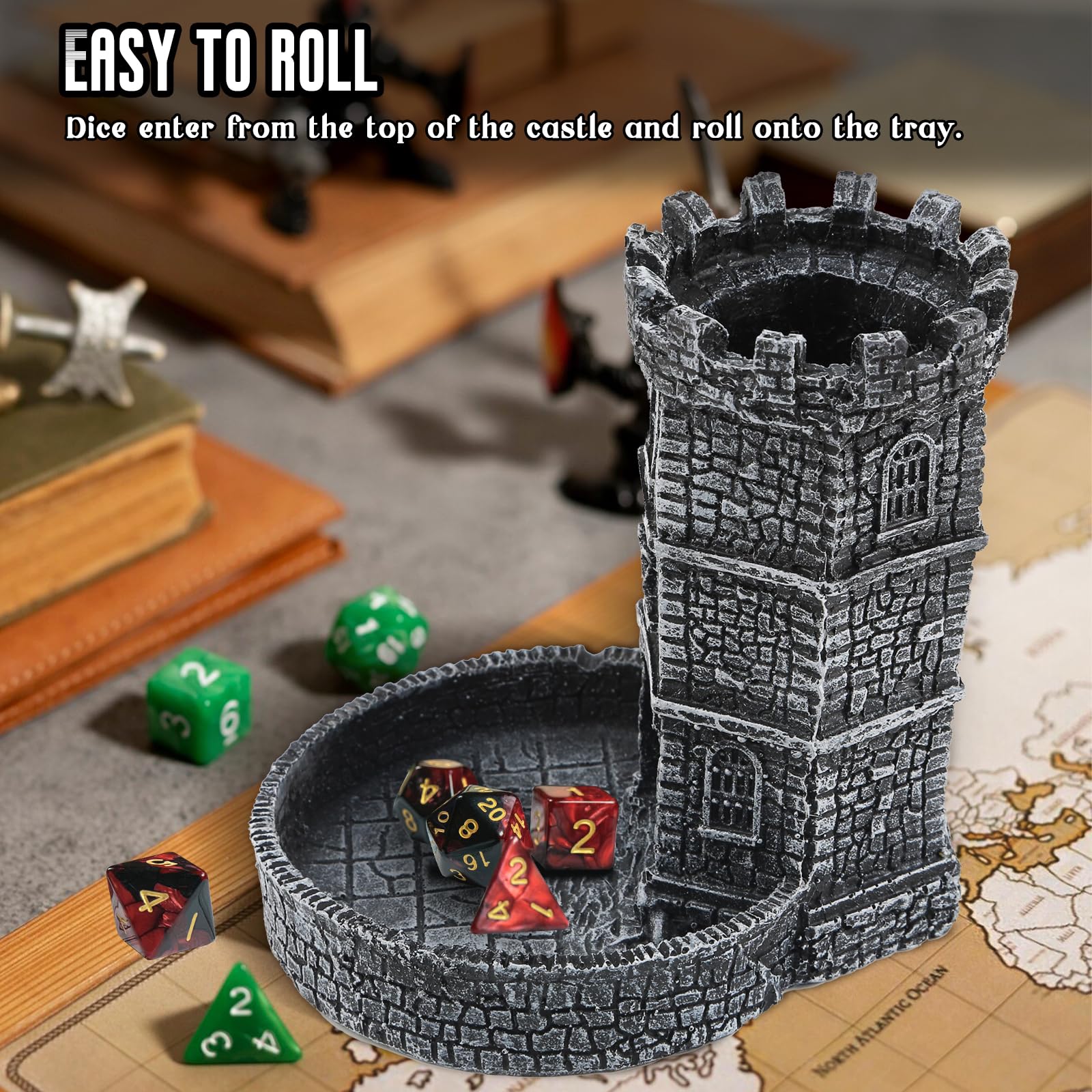 diceevil Castle Dice Tower with Tray,DND Dice Rolling Tower and Tray for Dungeons and Dragons for Board Game, D&D and RPG, MTG - Image 4