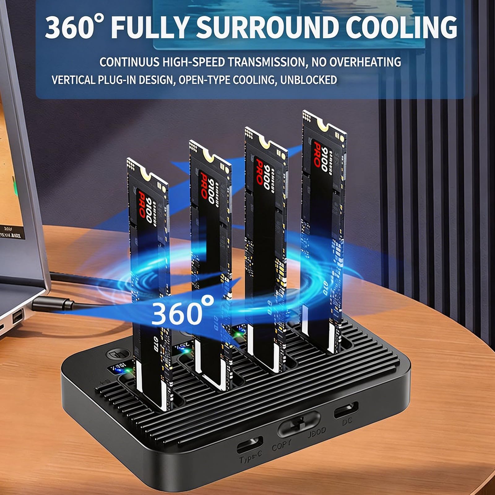 Docking station per unità ad alta velocità per 4 dischi simultaneamente in lettura e scrittura e capacità di 16 TB, ideale per backup dati Dock per disco rigido
