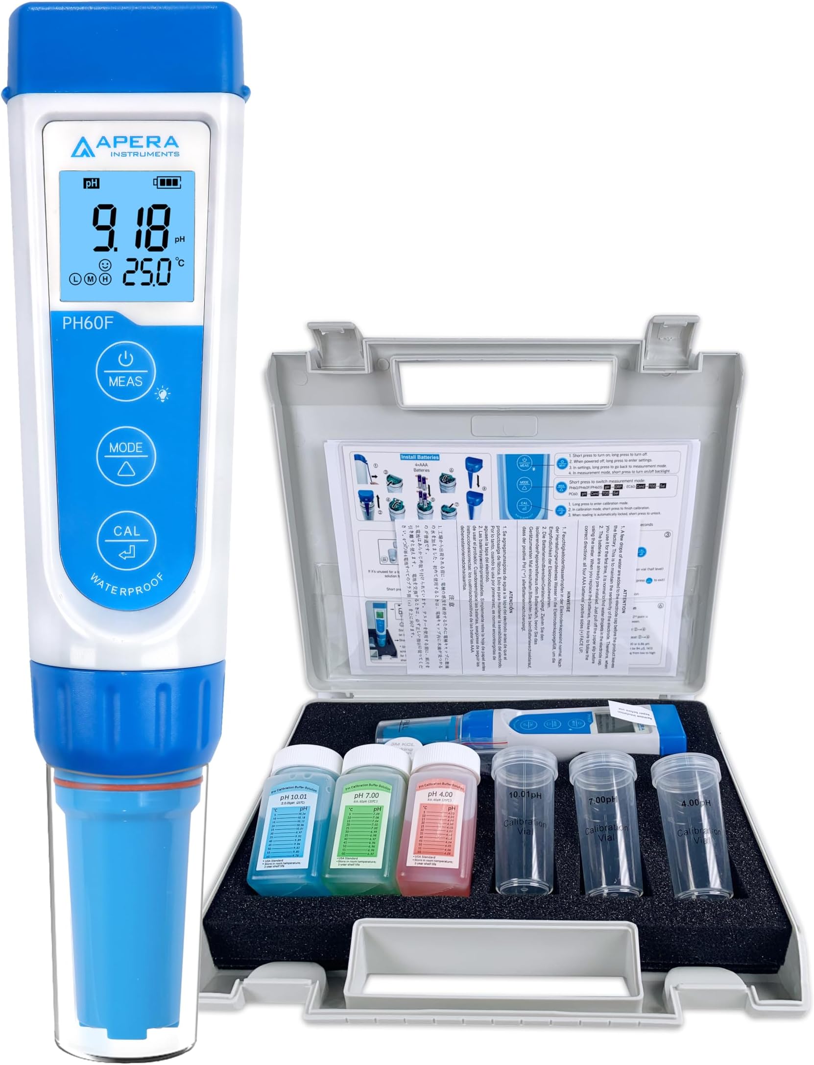PH60F Premium pH Pocket Tester, Replaceable Flat Electrode for fabric/paper/skin pH Testing, ±0.01 pH Accuracy, -2.00-16.00 pH Range, ±0.5°C Temperature Sensor