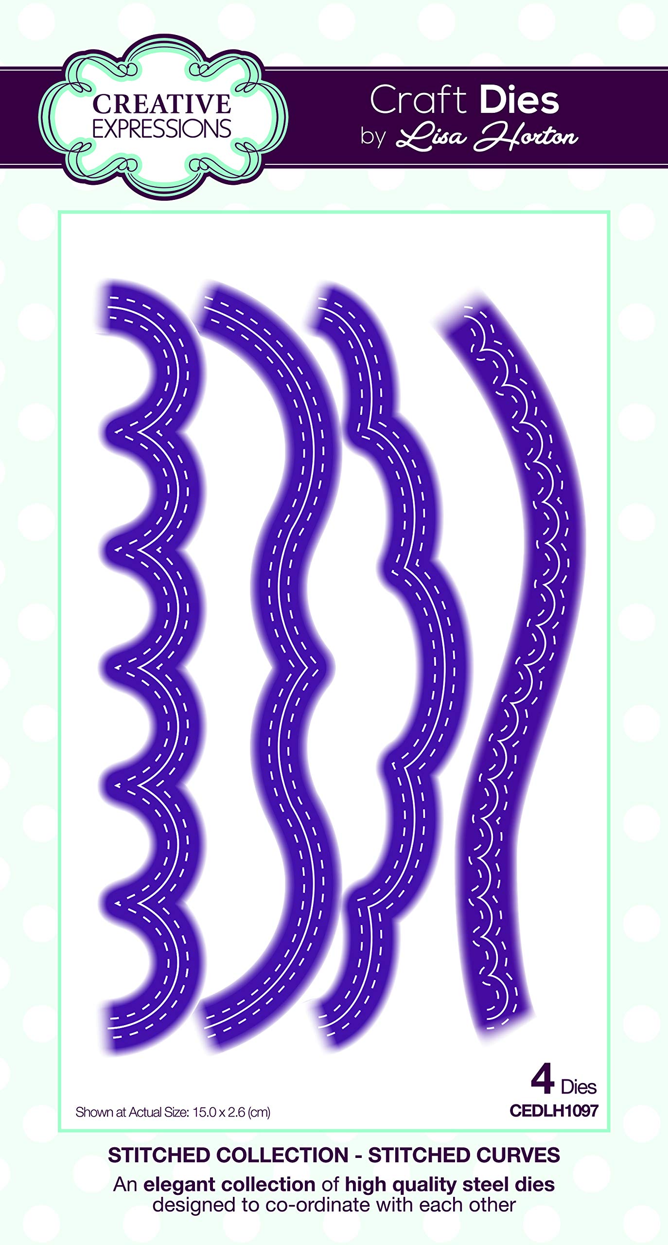 Creative ExpressionsLisa Horton Collection-Stitched Curves-Craft Die, Metal, 15 x 2.6 cm