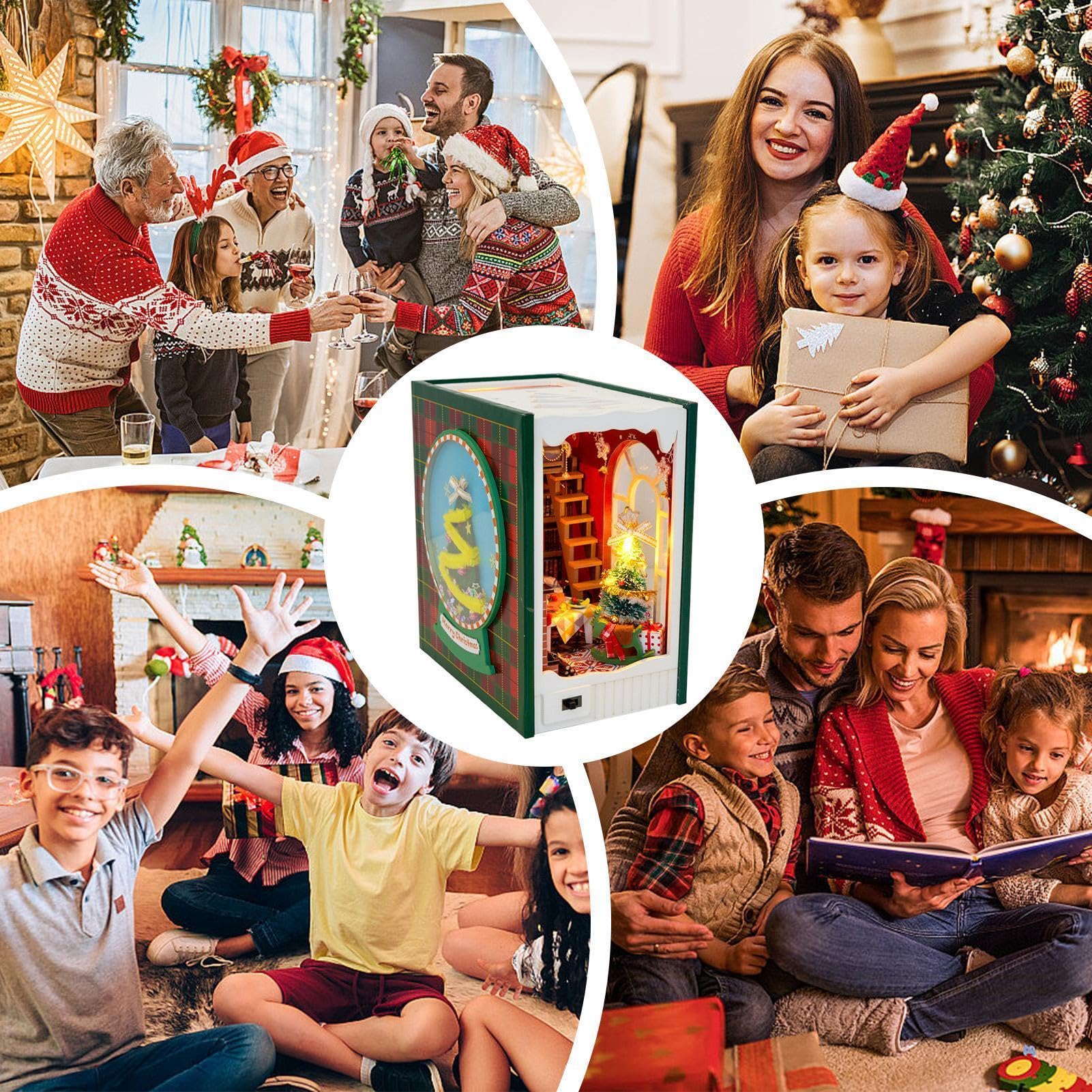 Kit per casa delle bambole in miniatura, decorazione artistica per la casa | Casa di Natale a LED, per compleanno, soggiorno, camera da letto, tavolo, scrivania, cucina, ufficio, bambini