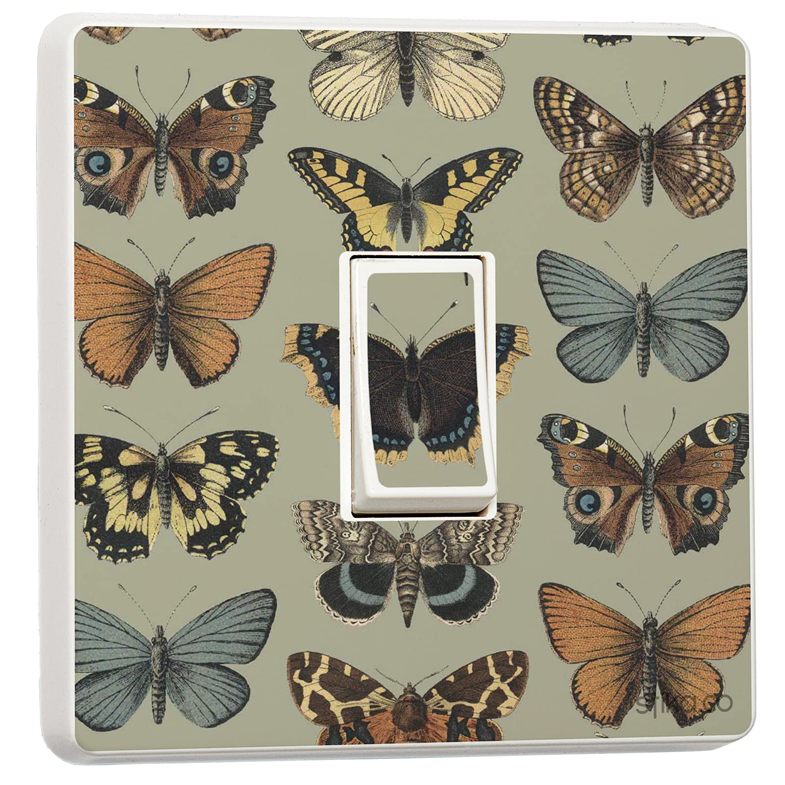 Stika.co White Set Of 2 Vintage Butterfly Light Switch Sticker Cover Decals - Peel & Stick Vinyl For Uk Single Switch Plates, Home Decor Improvements