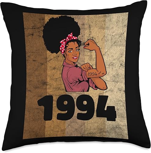 Black Pride Melanin Queen African American Gifts Vintage 1994 Limited Edition 29th Birthday Afro Girls Women Throw Pillow 18x18 Multicolor