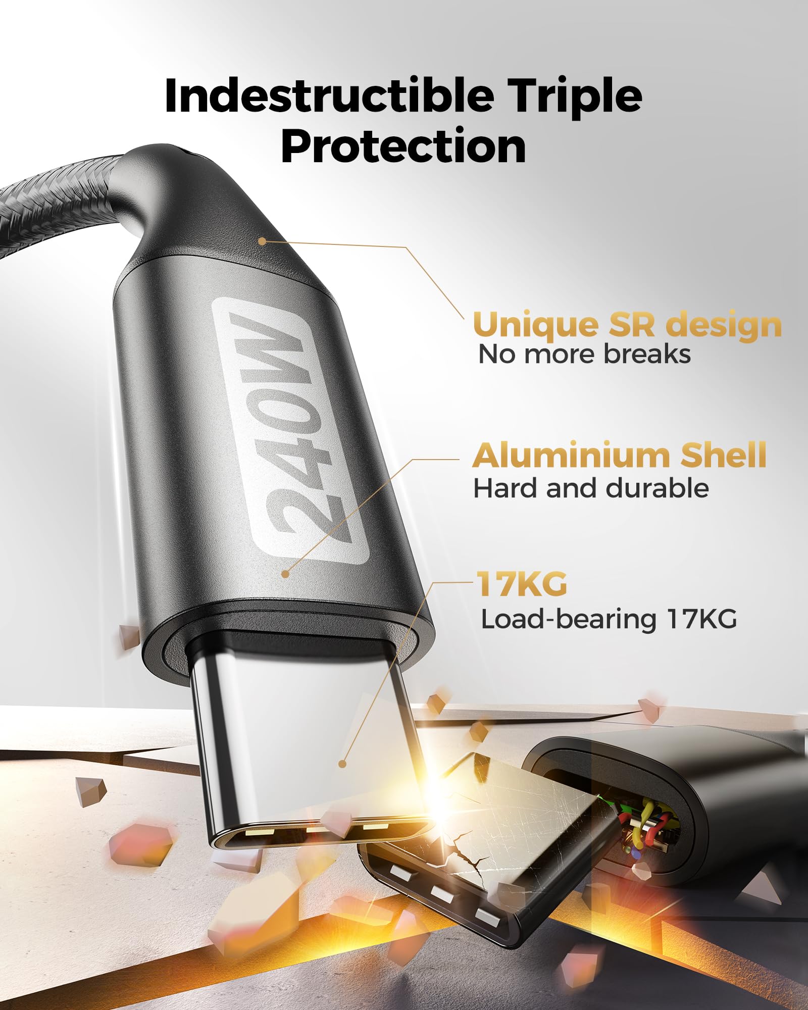 Silkland 240W Cavo USB Type-C Ricarica Rapida 50cm, 48V PD3.1 5A Cavo USB C USB C, QC4.0 Cavo USB Tipo-C 100W per MacBook Pro/Air, Laptop, iPad Pro/Air, Samsung S23 Ultra, Pixel7, Powerbank, Tablet
