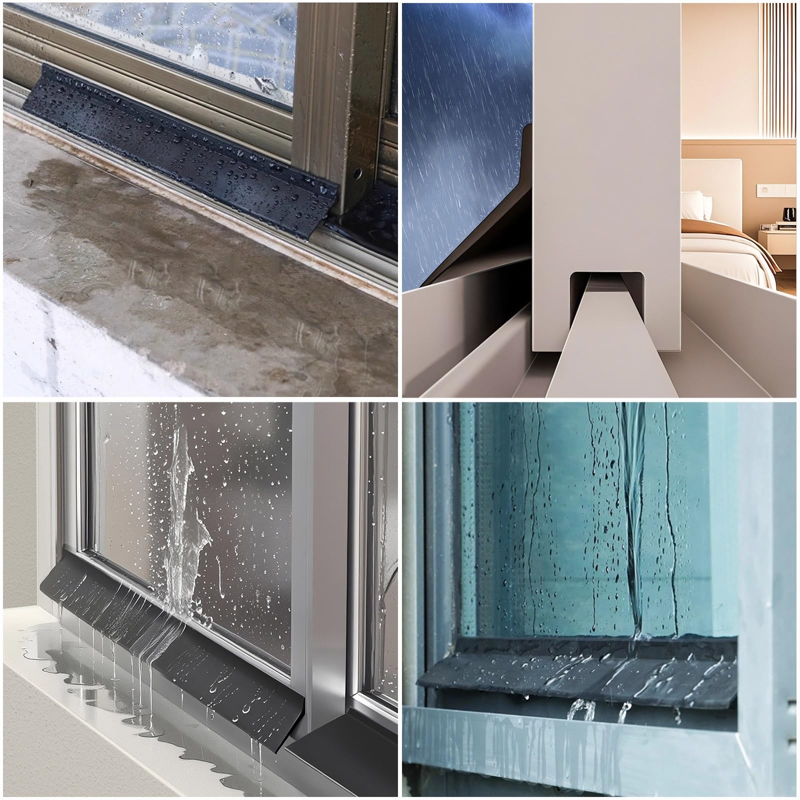 Burletes Autoadhesivos para Ventanas 1M Cinta De Sellado De Caucho Negro para Protección contra Fugas De Lluvia, Barrera De Agua para Umbrales De Puertas Y Ventanas(5m(16.4ft))