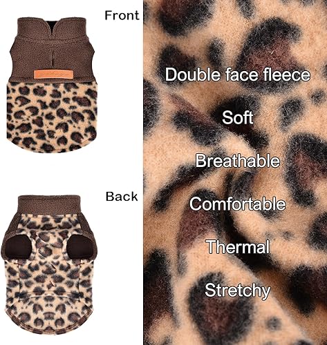 Miniatura 4 de Kosiyi Ropa para perros pequeños, chaleco de vellón de leopardo Chihuahua, suéter de forro polar para perro, suéter para cachorros XS, 4-6 libras