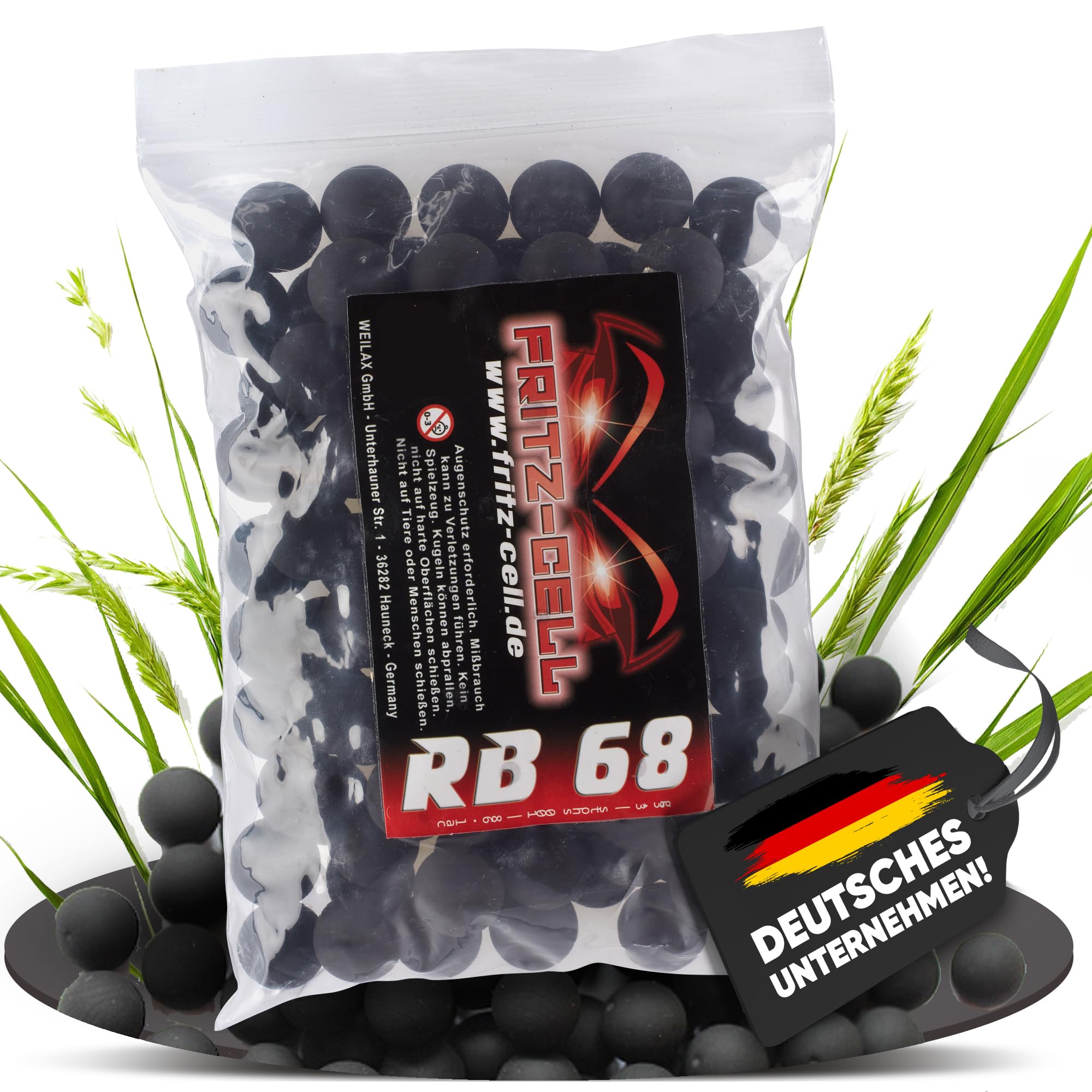 100 x Rubberballs Cal.68 black gumowe pociski Fritz-Cell kompatybilne z T4E HDS68