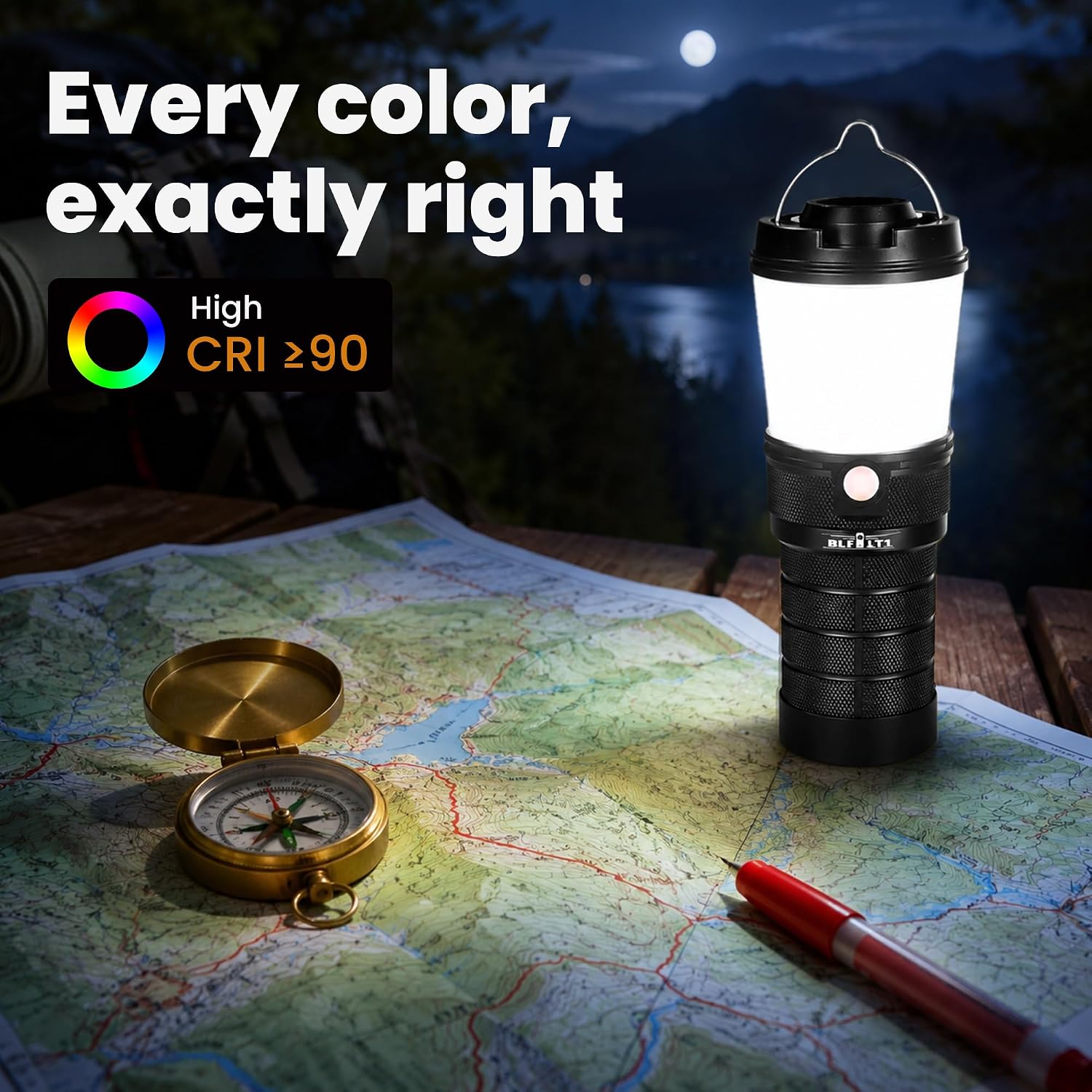sofirn BLF LT1 Camping Lantern Rechargeable, Dimmable 2700K-5000K, 90 CRI | Warm to neutral tint-adjustable LED lantern with Anduril 2 UI and USB-C charging. For power outages, camping, fishing.