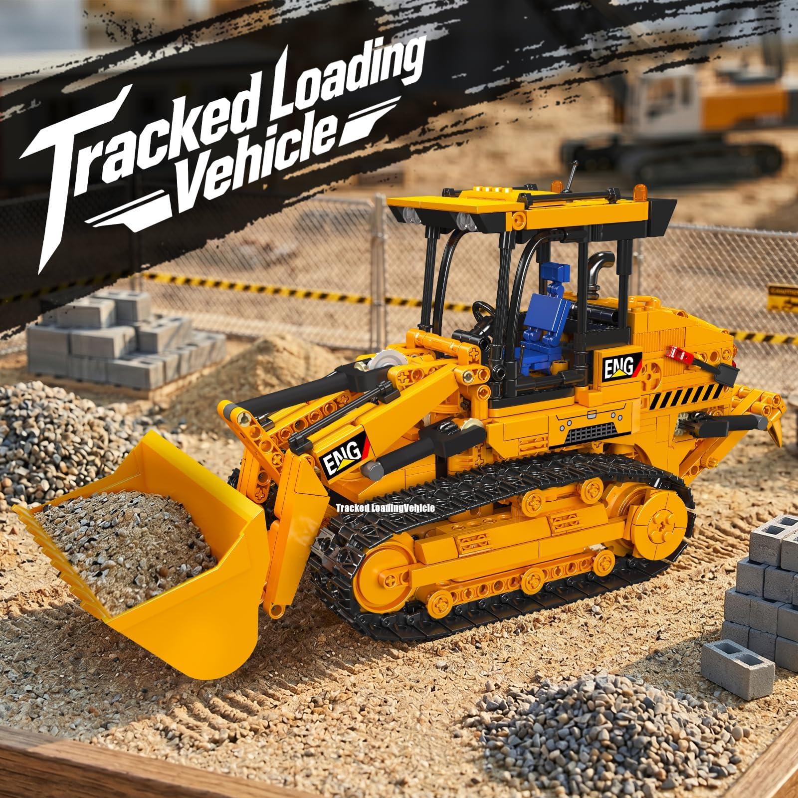 Mould King 17098 Motorized Tracked Loader Model Kit for Adults, App Controlled Construction Vehicle Engineering Supercar Set, Dual Remote Responsive Crawler Collector Exhibition Display (1208 Pieces)