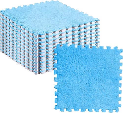 BANANA NATION Tapete de espuma de rompecabezas de felpa, azulejos entrelazados, azulejos de espuma de alfombra de 11.8 x 11.8 x 0.6 pulgadas,