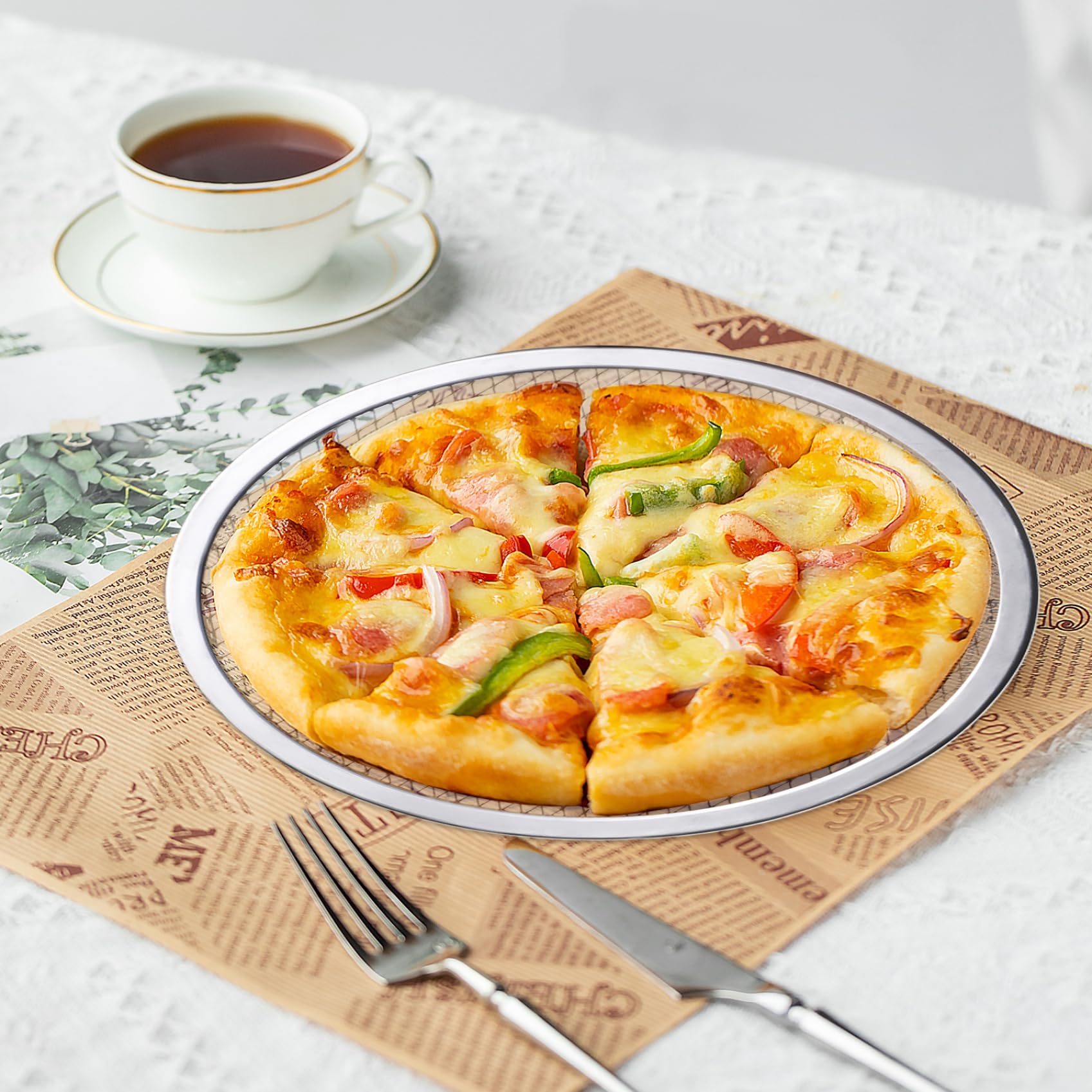 Yaoliucp 2 Stks Pizza Screen Rvs 13 inch Ronde Mesh Pizza