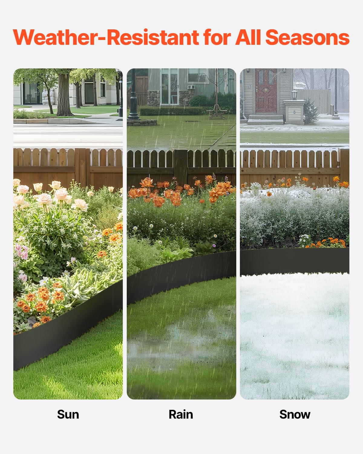 VEVOR Borde de Acero Galvanizado para Paisajismo, 1016 x 152,4 x 1,5 mm, 6 Piezas de Borde de Metal Resistente a la Oxidación, Divisor de Camino de Jardín para Parterres de Flores, Césped, Negro