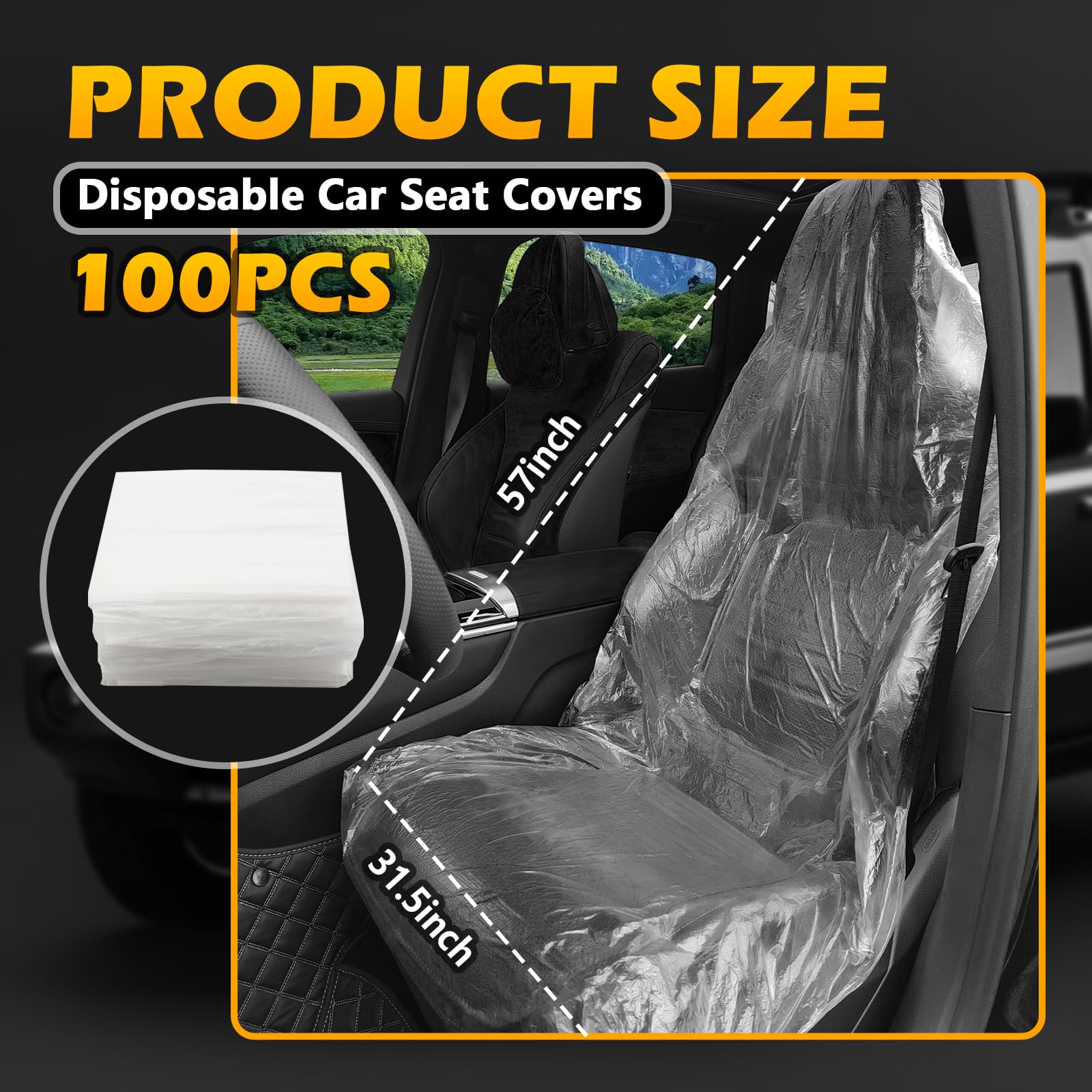 100PCS Disposable Car Seat Covers,Universal Car Seat Protector-Stain  Resistant,Keep Your Car Clean,Waterproof Seat Covers for Cars&Automotive