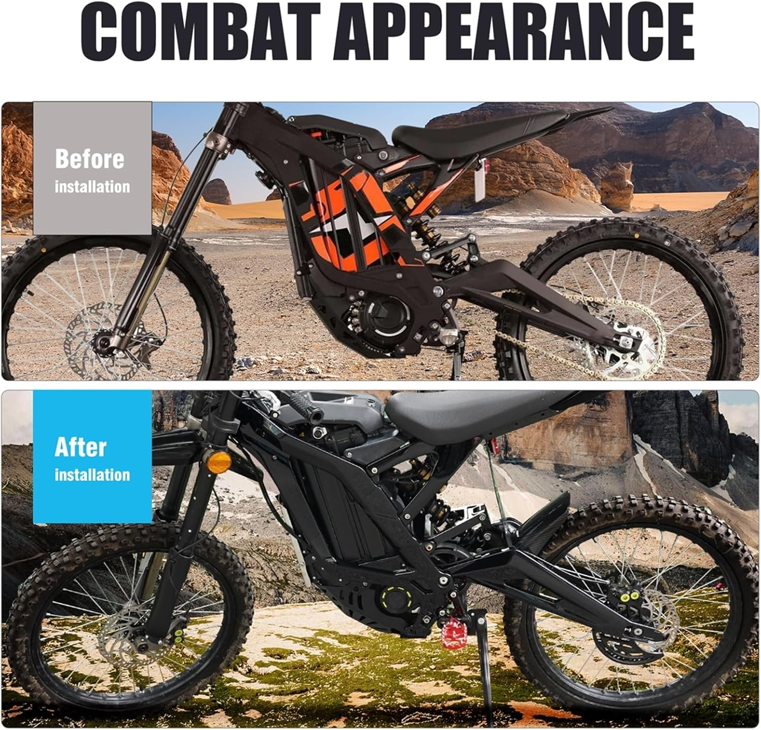 Body Frame Protective Cover Fit For Sur-Ron Light Bee X, Body Frame Protector Guard Sticker, E-Bike Accessoires for Sur-Ron (Black)